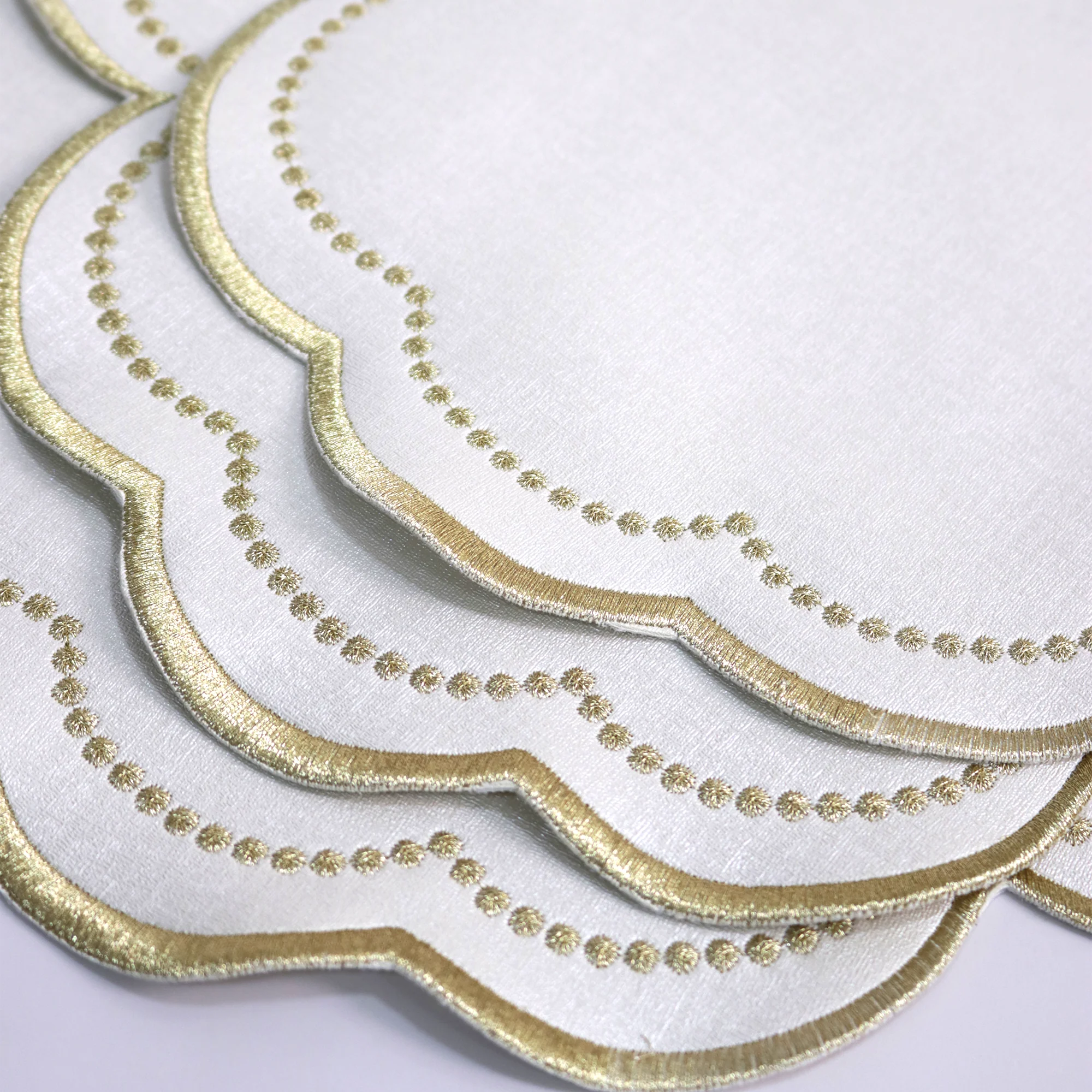 3 sets de table en simili cuir mchenef blanc cassé rond 41cm - Image 3