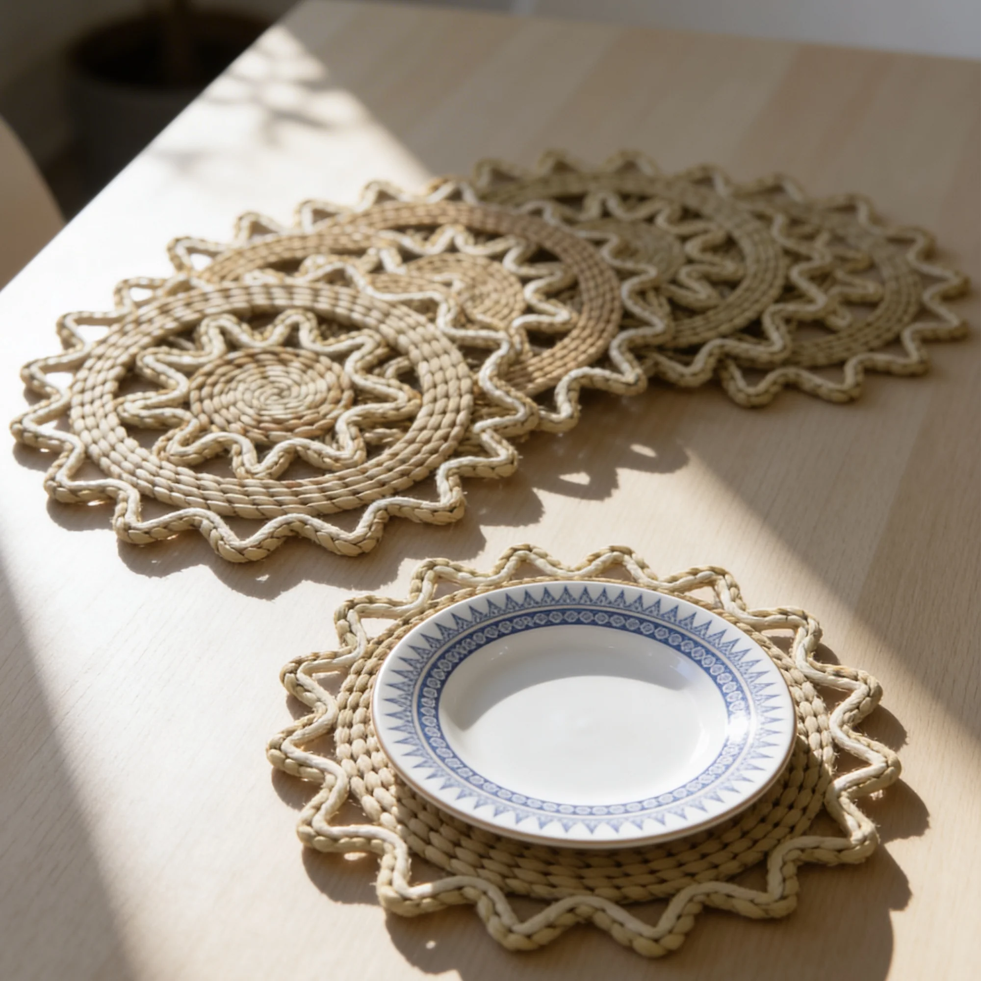 6 set de table ronds en paille 30cm - Image 4