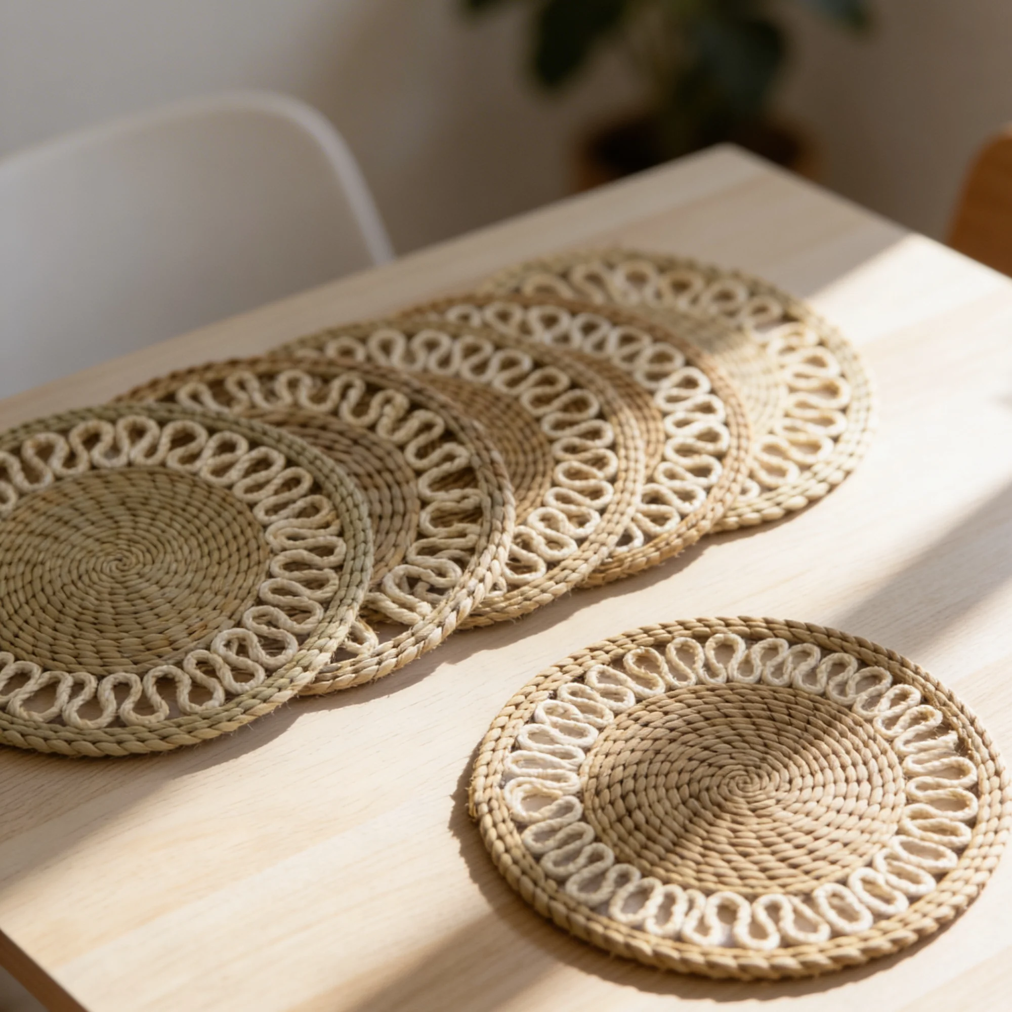 6 set de table ronds en paille 30cm - Image 7