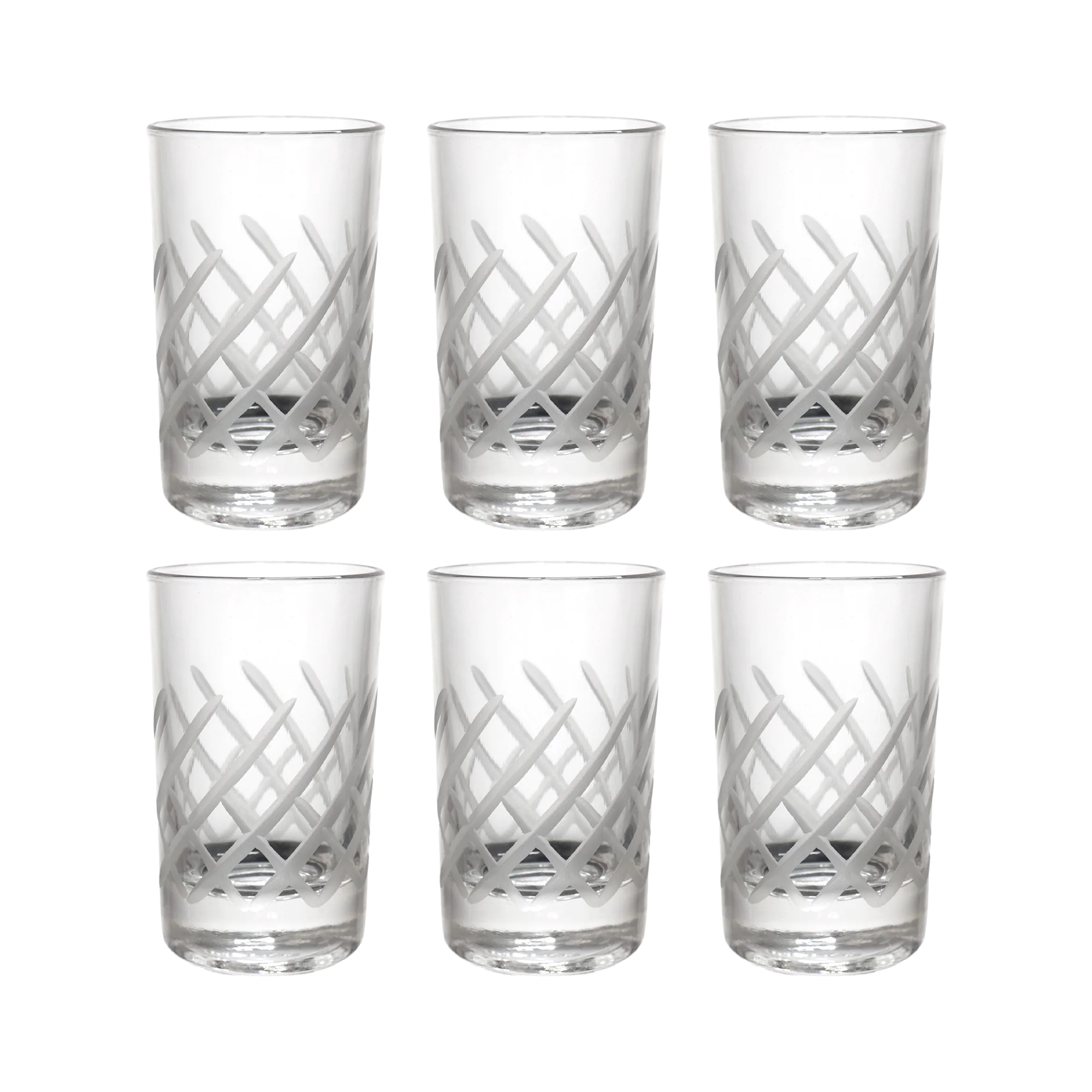 6 verres à café gravés rayés - Image 3