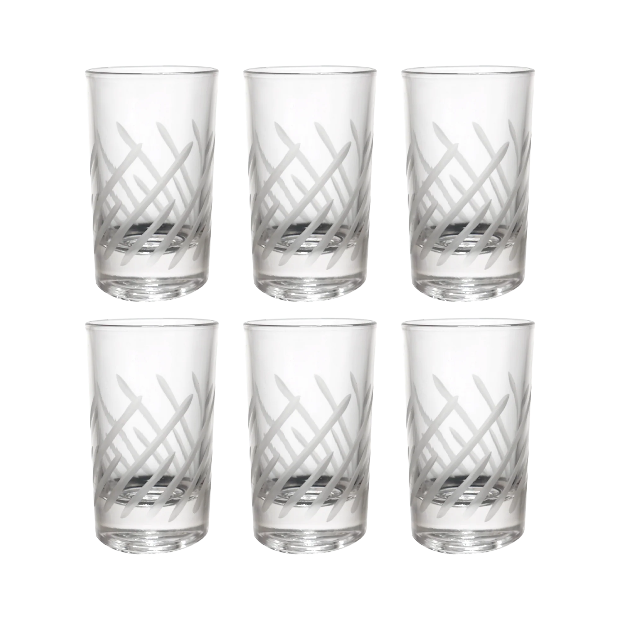 6 verres à café gravés rayés - Image 3