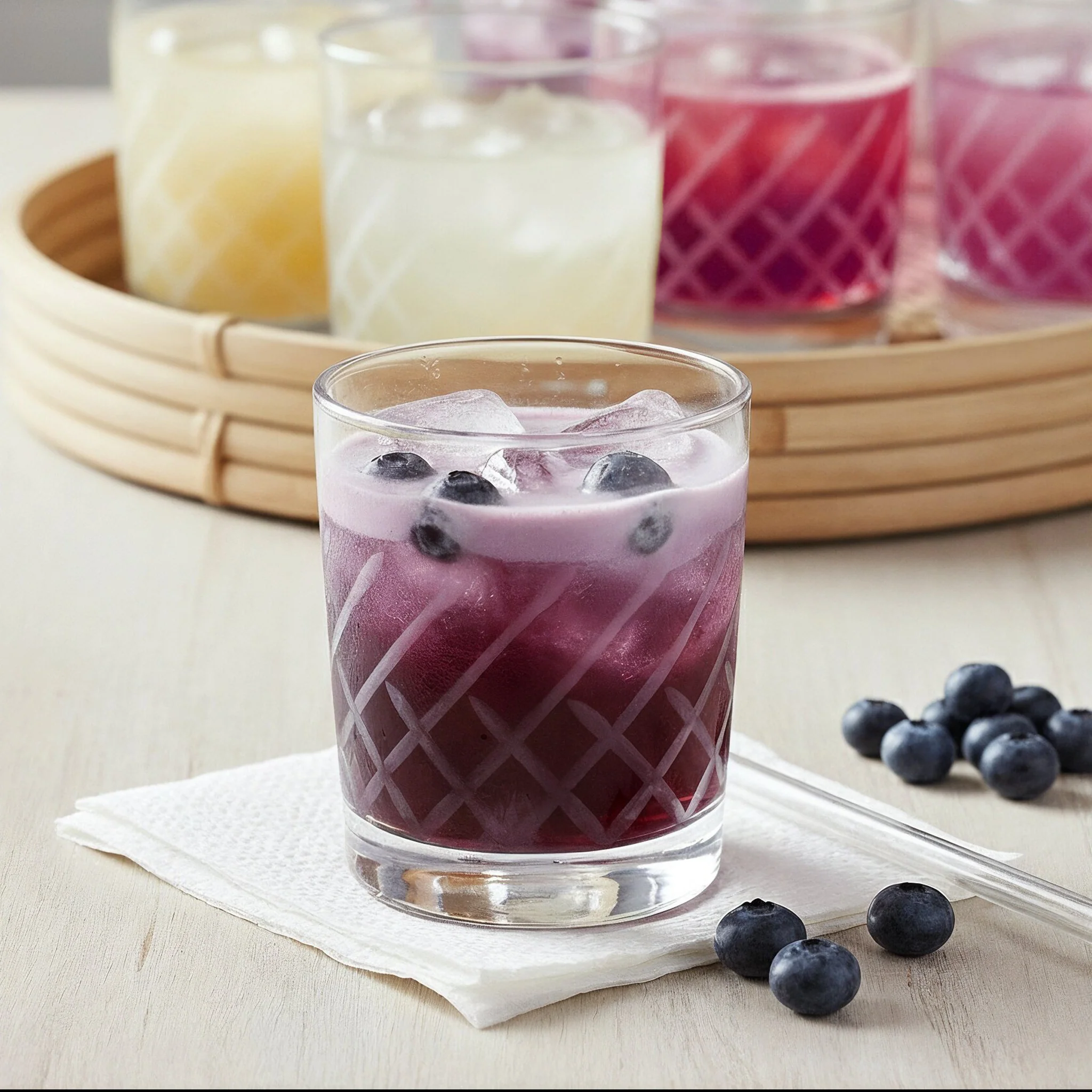 6 verres à eau/jus gravés rayés - Image 2