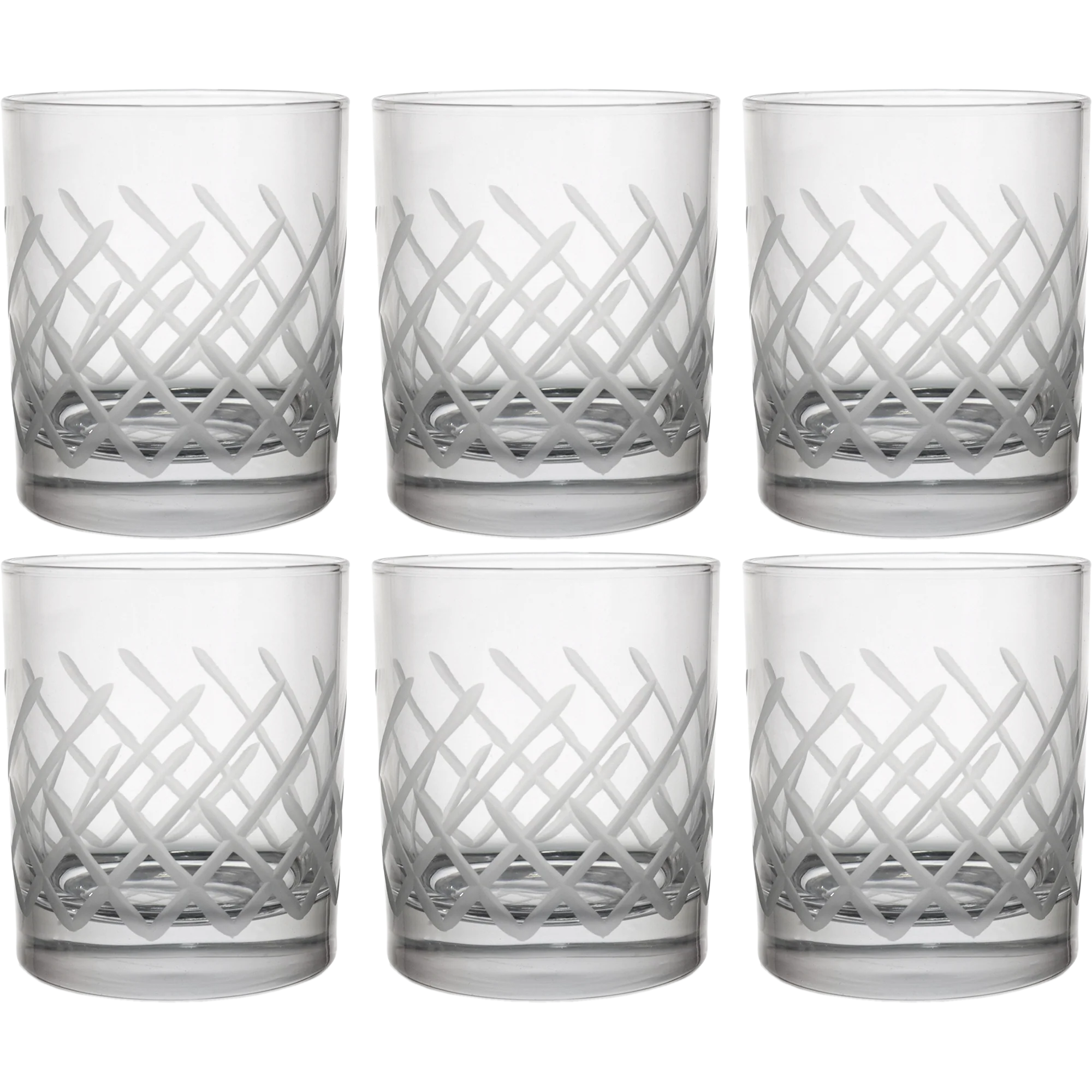 6 verres à eau/jus gravés rayés - Image 3