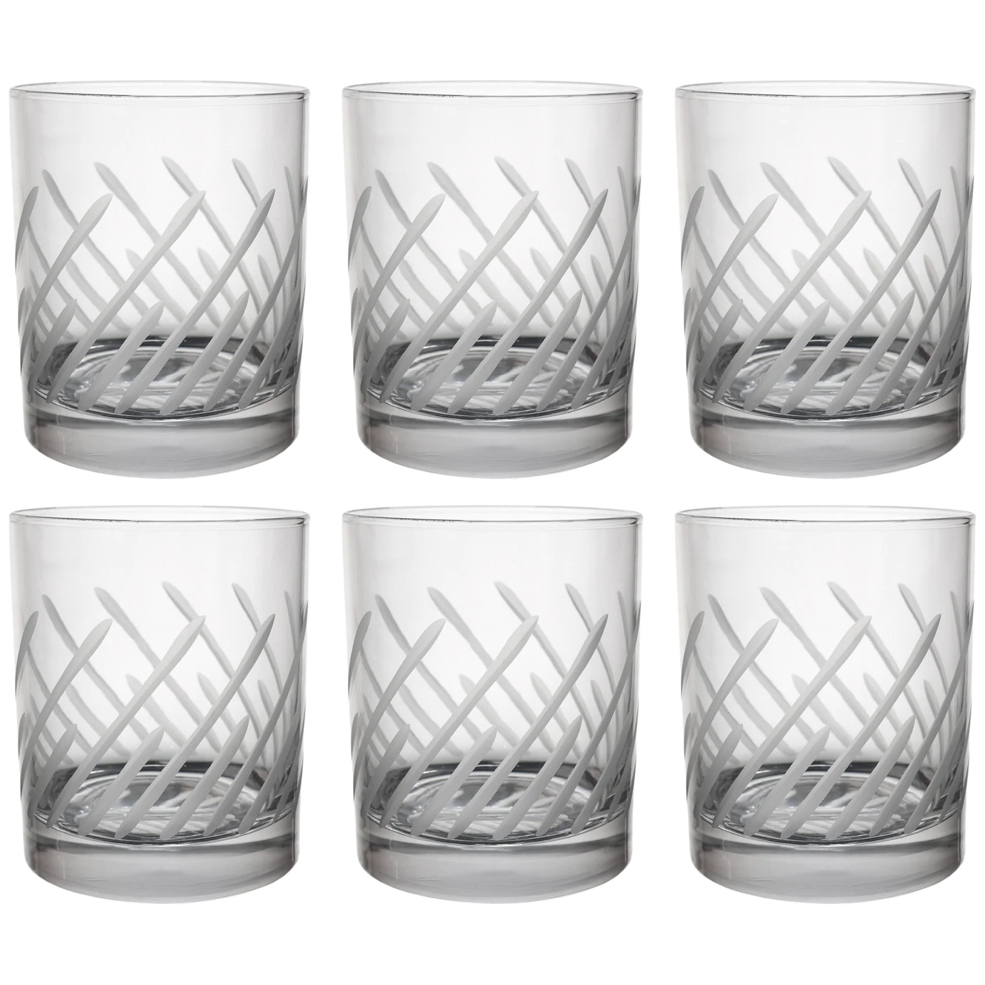 6 verres à eau et jus gravés rayés - Image 3