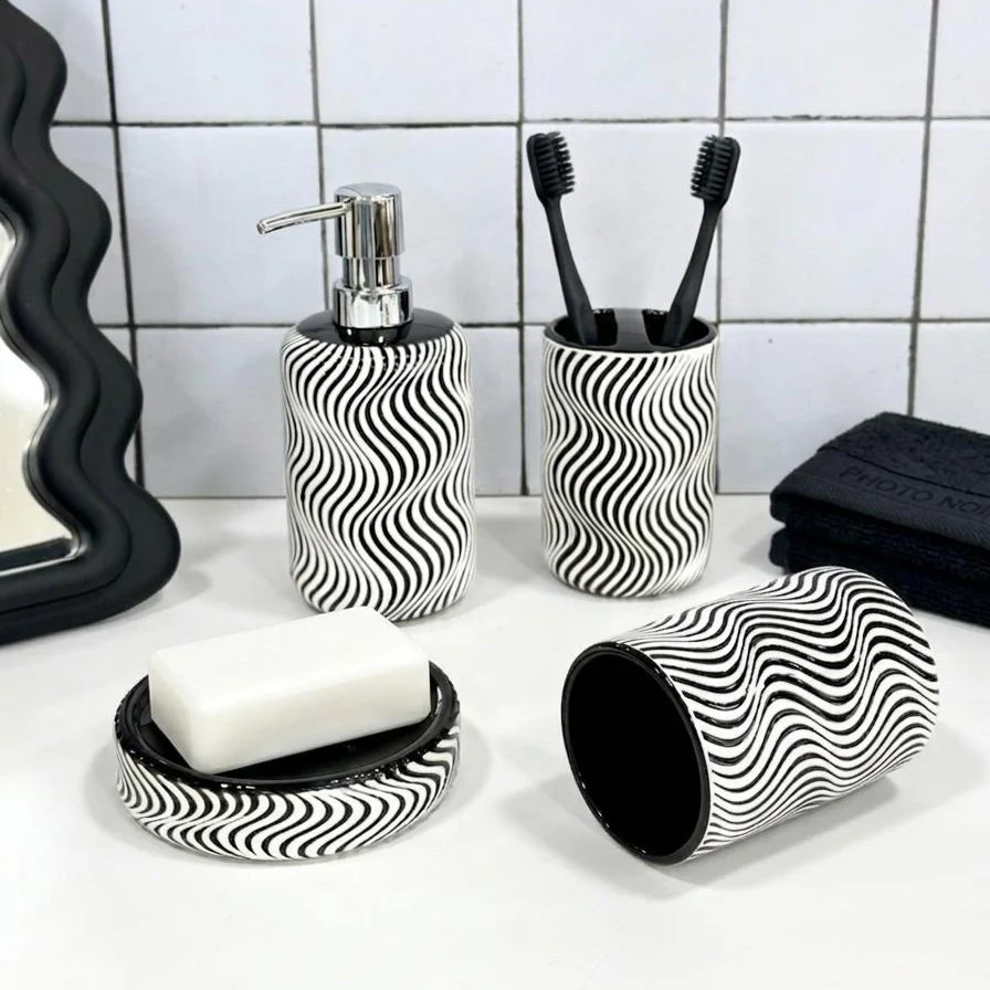 Accessoires Salle de Bain 4pcs Zebra - Image 3
