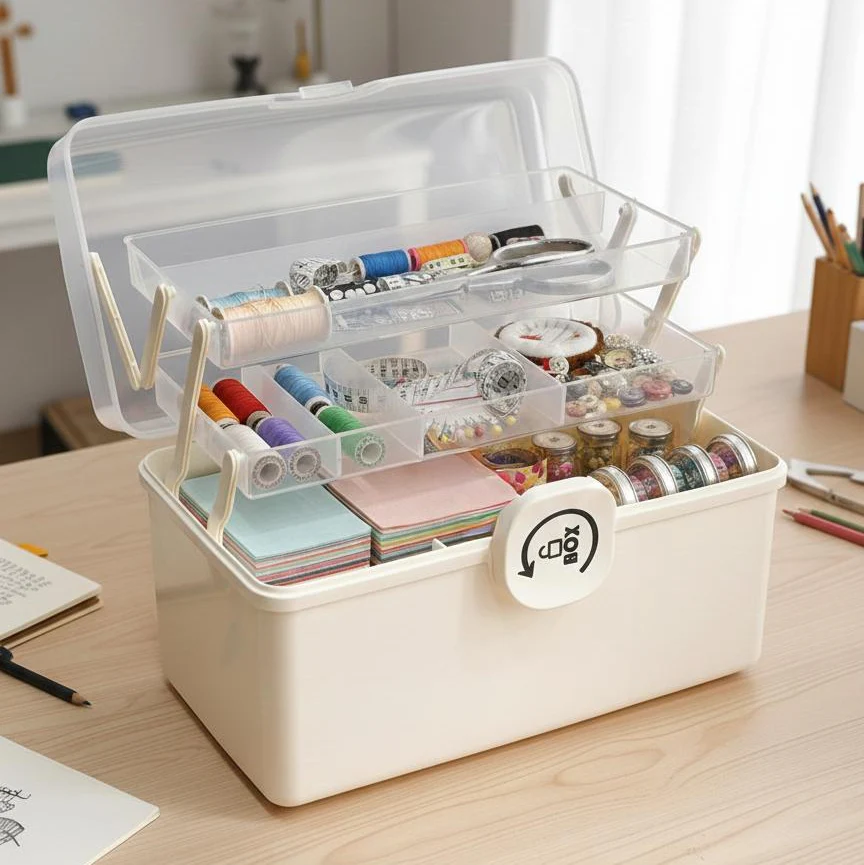 Boîte rangement multi-usage en plastique 33x18x22cm - Image 2