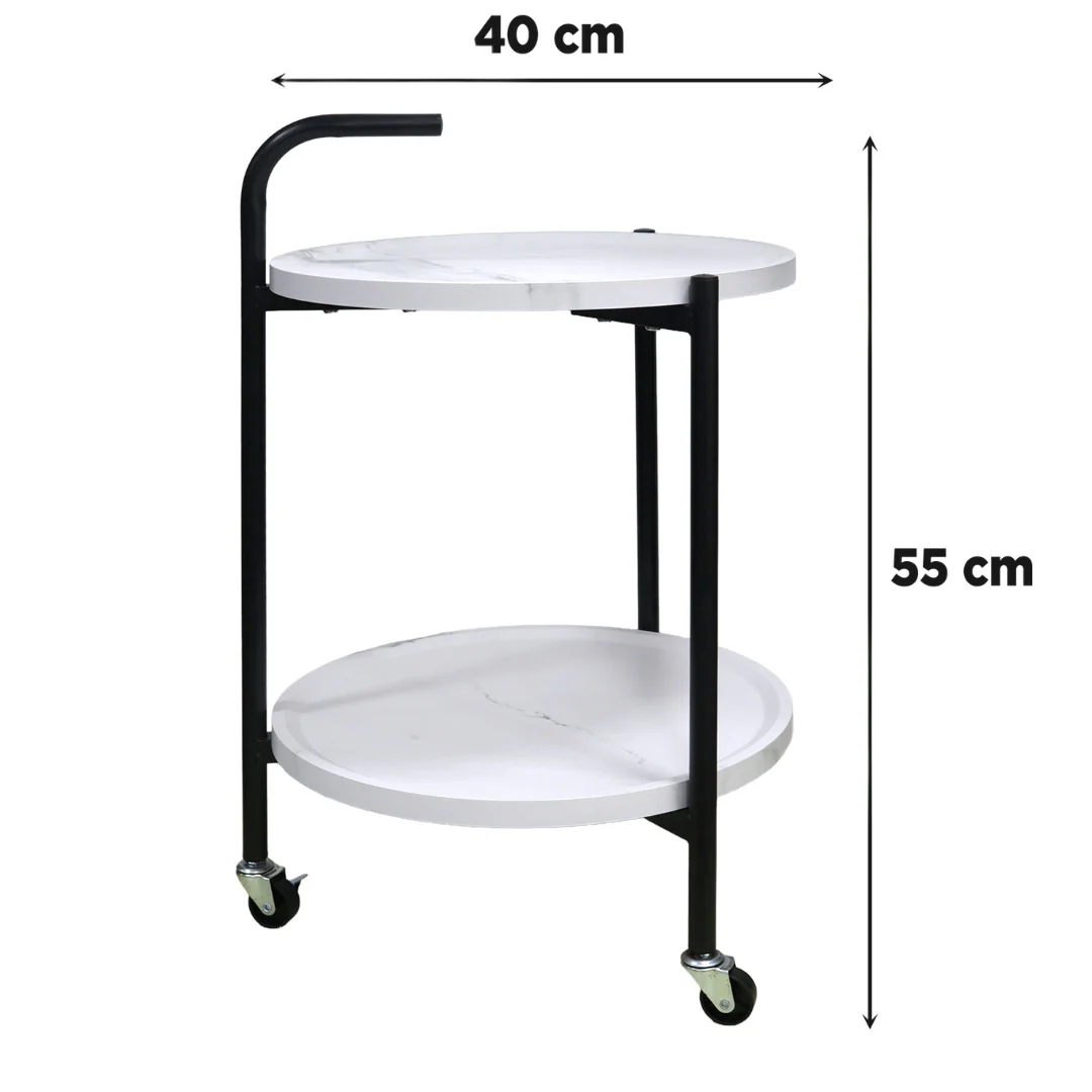 Chariot rond 2 niveaux en MDF 40x55cm - Image 4