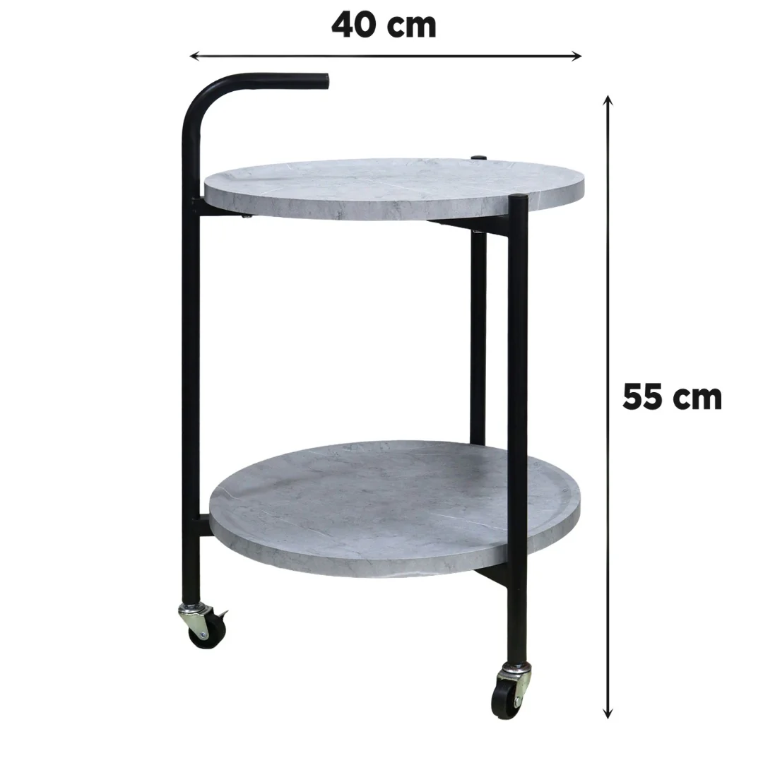Chariot rond 2 niveaux en MDF 40x55cm - Image 6