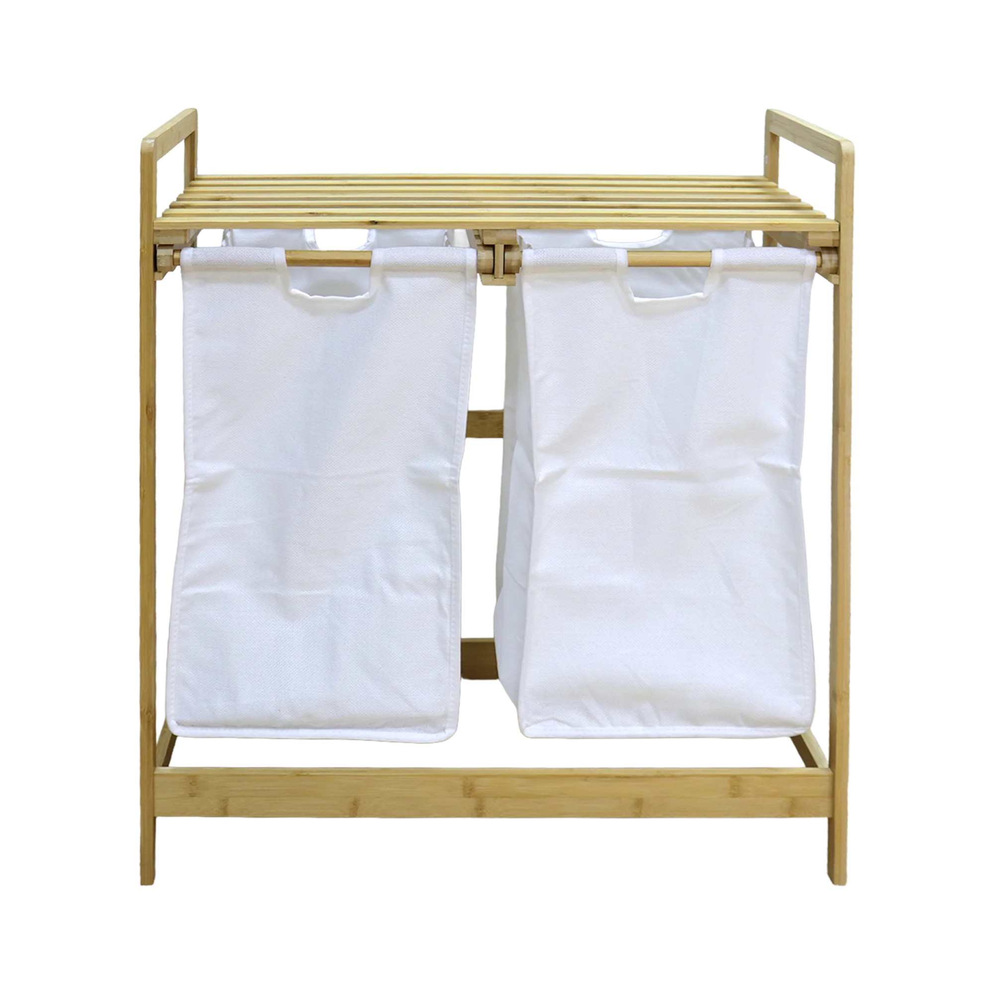 Panier à linge 2 bacs 64x33x72,50cm - Image 3