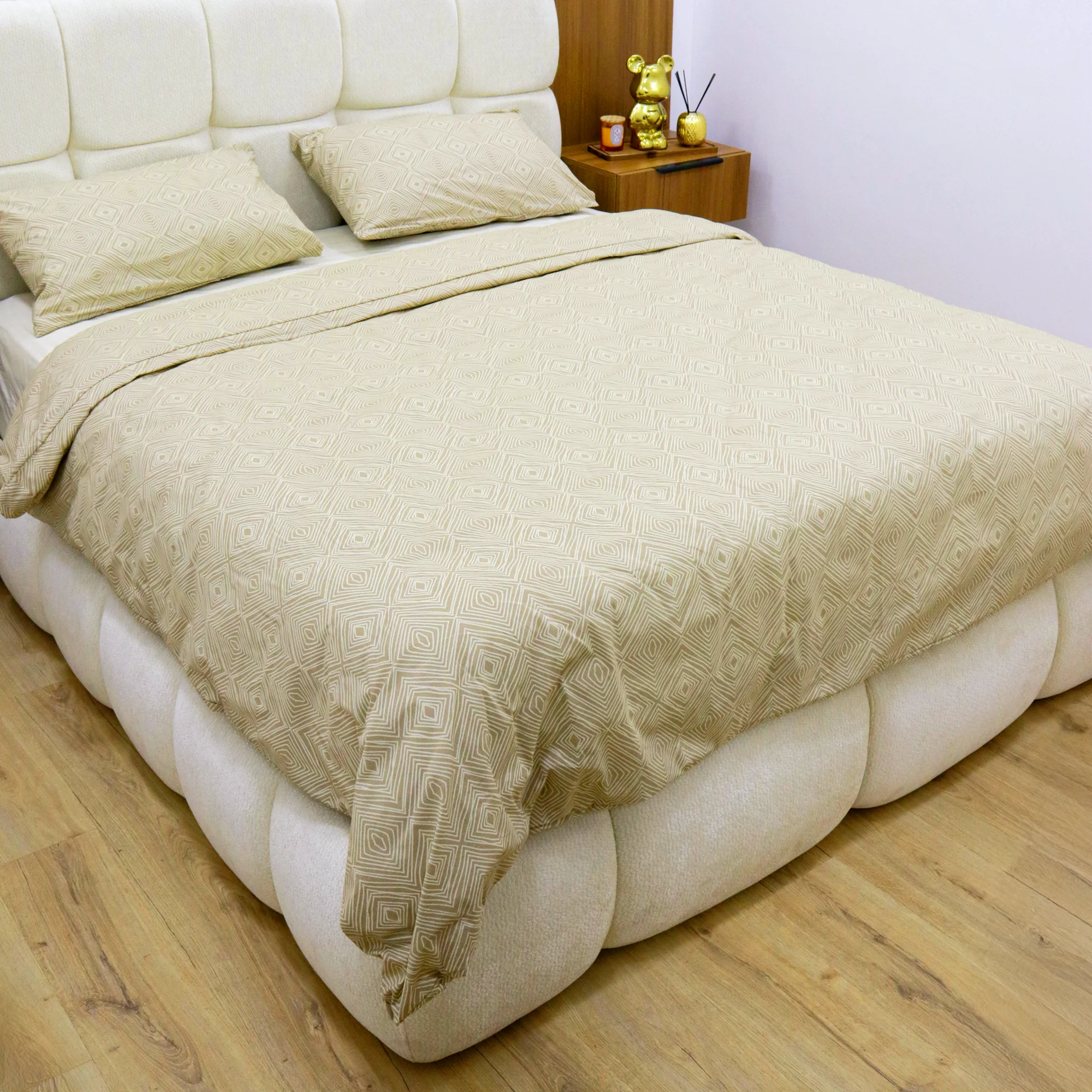 Parure de lit 2 places 200x215cm / 2x50x70cm beige modèle 1 - Image 2
