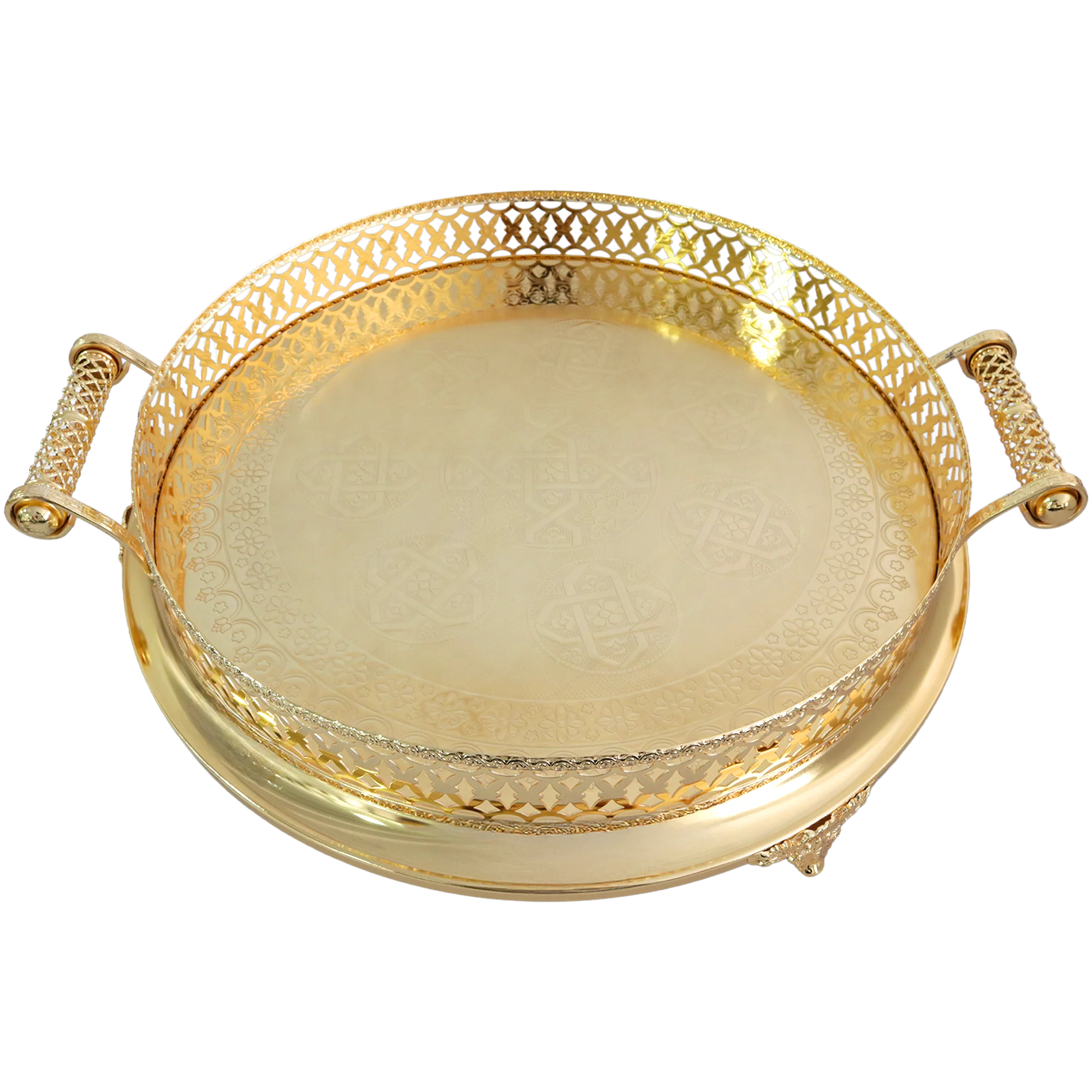 Plateau en métal doré 45cm - Image 4