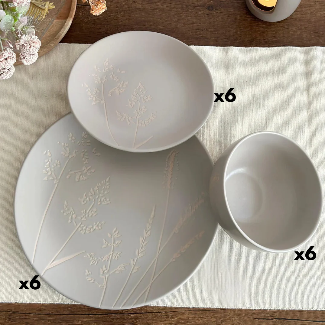 Service de table 18pcs beige fleur - Image 2