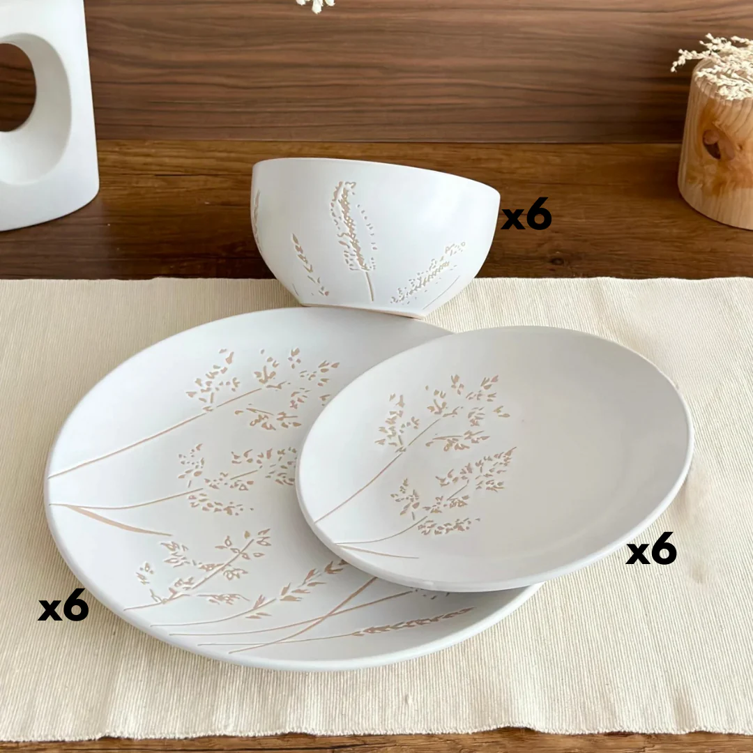Service de table 18pcs blanc fleur - Image 2