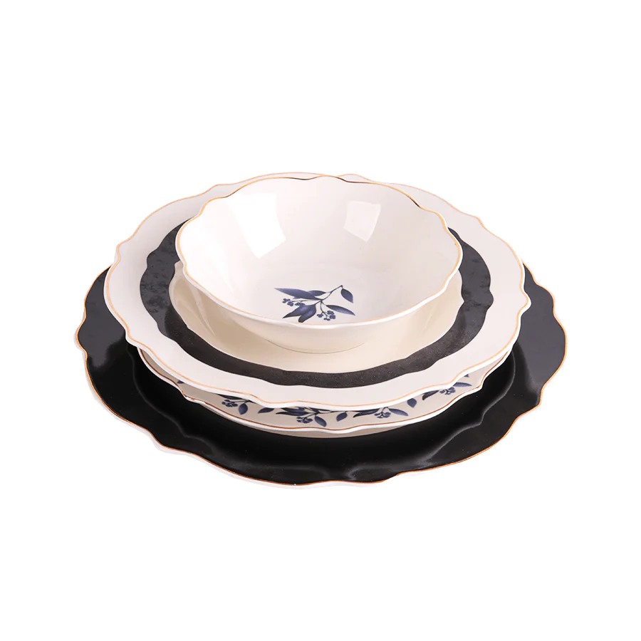 Service de table 24pcs noir et bleu - Image 3