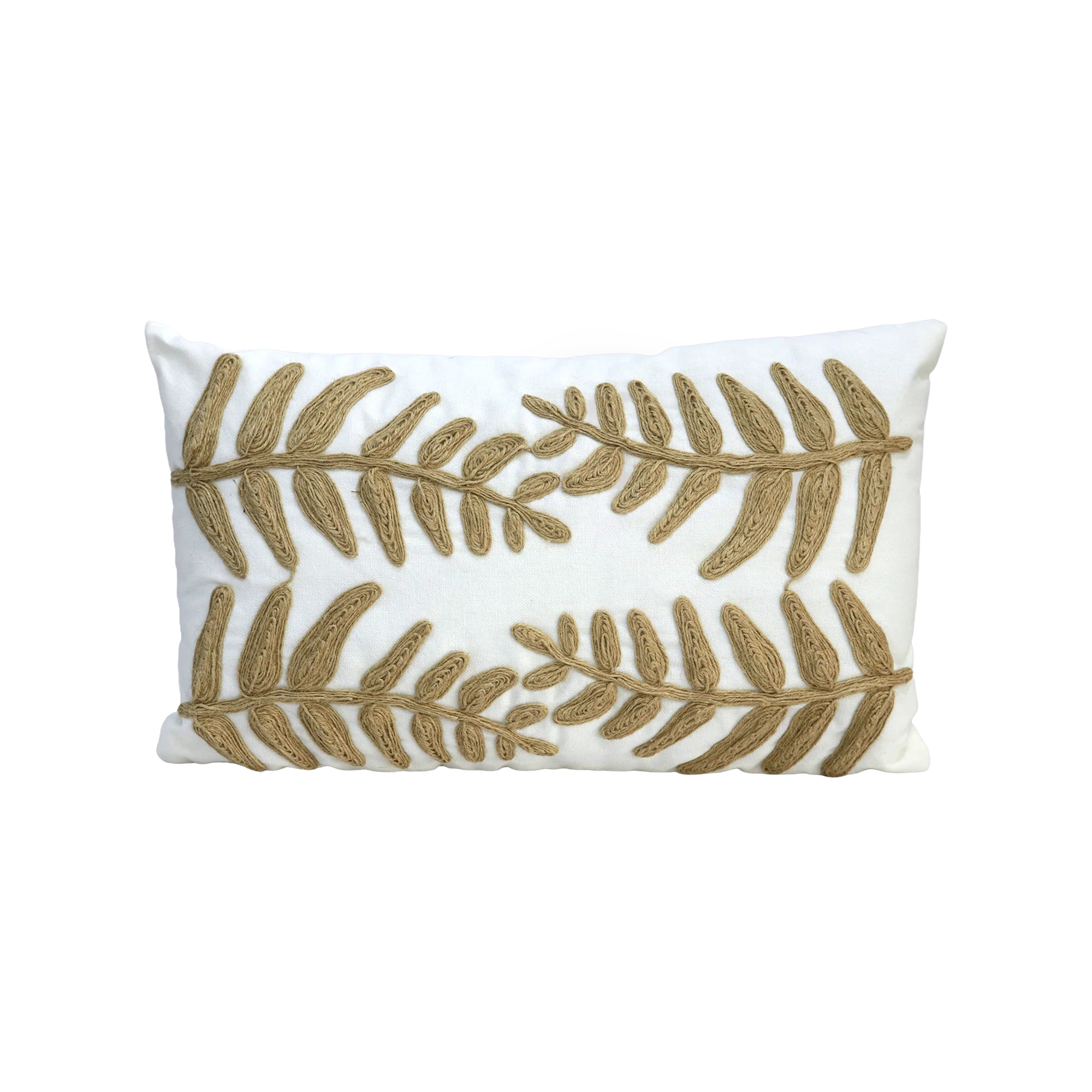 Set 2 coussins 45x45cm + 30x50cm feuilles beige - Image 2
