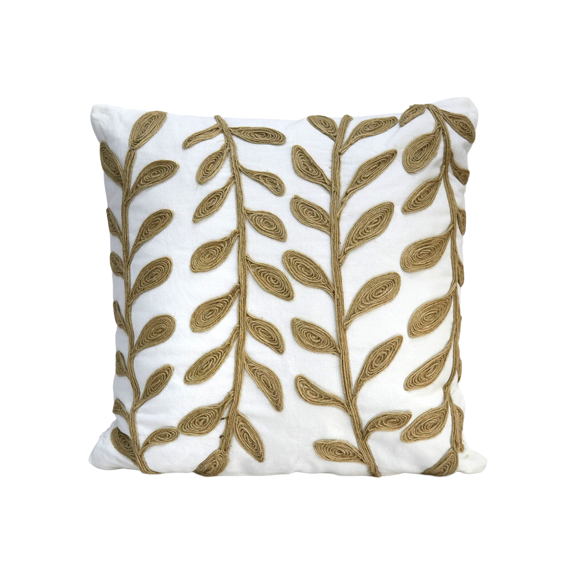 Set 2 coussins 45x45cm + 30x50cm feuilles beige - Image 3