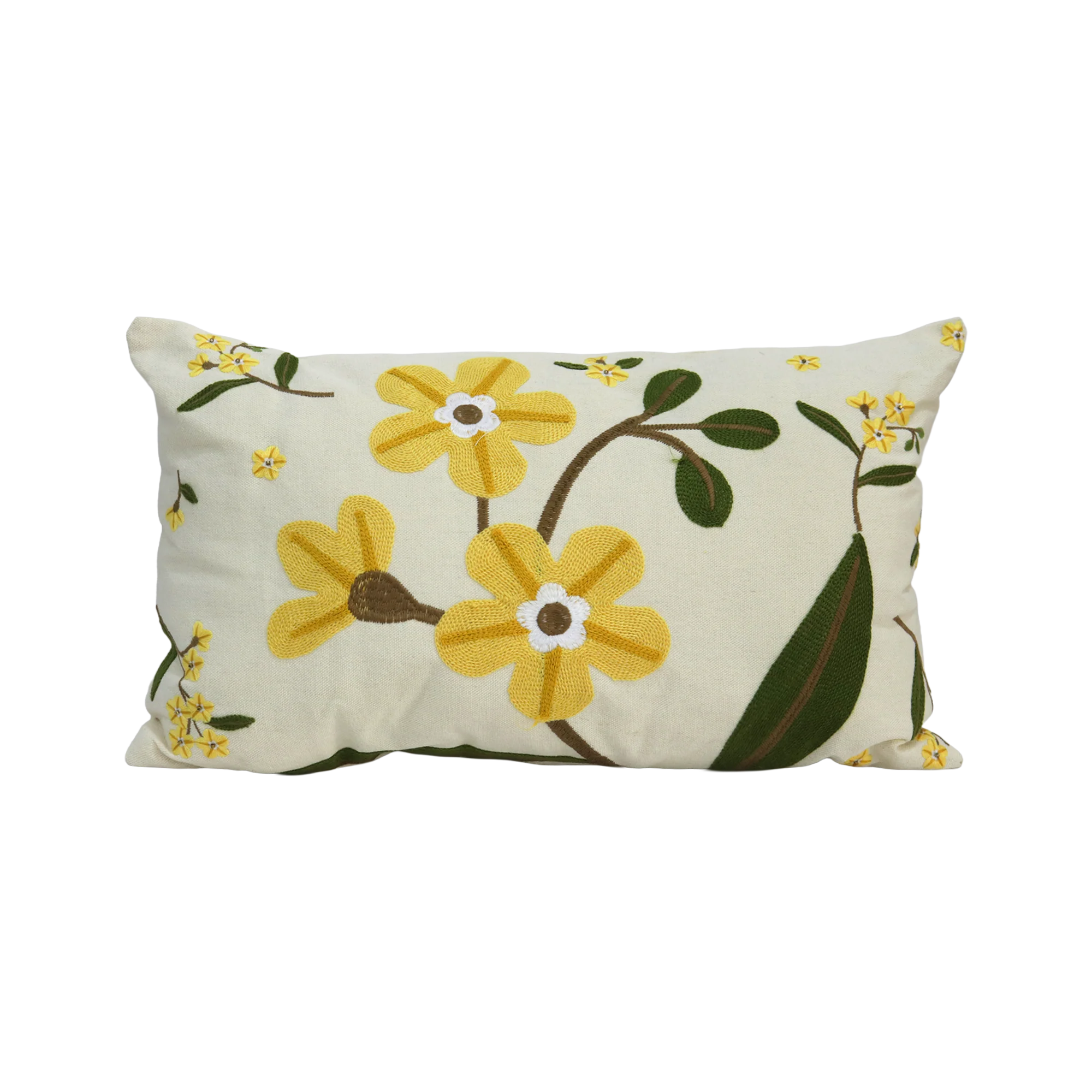 Set 2 coussins 45x45cm + 30x50cm fleur jaune - Image 2