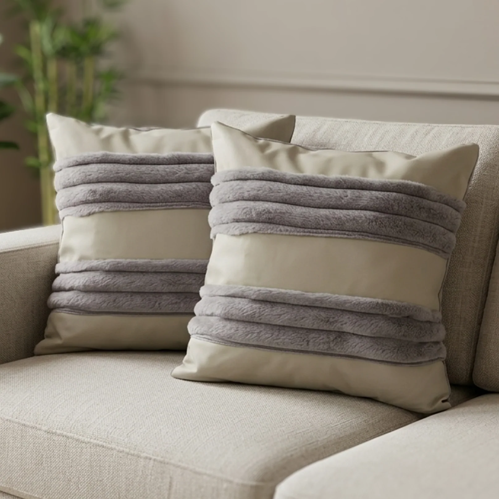 Set 2 coussins 45x45cm simili cuir - Image 3