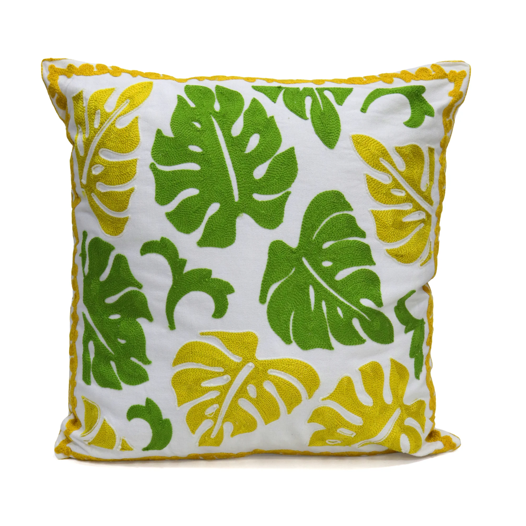 Set 2 coussins feuille verte 45x45cm - Image 2