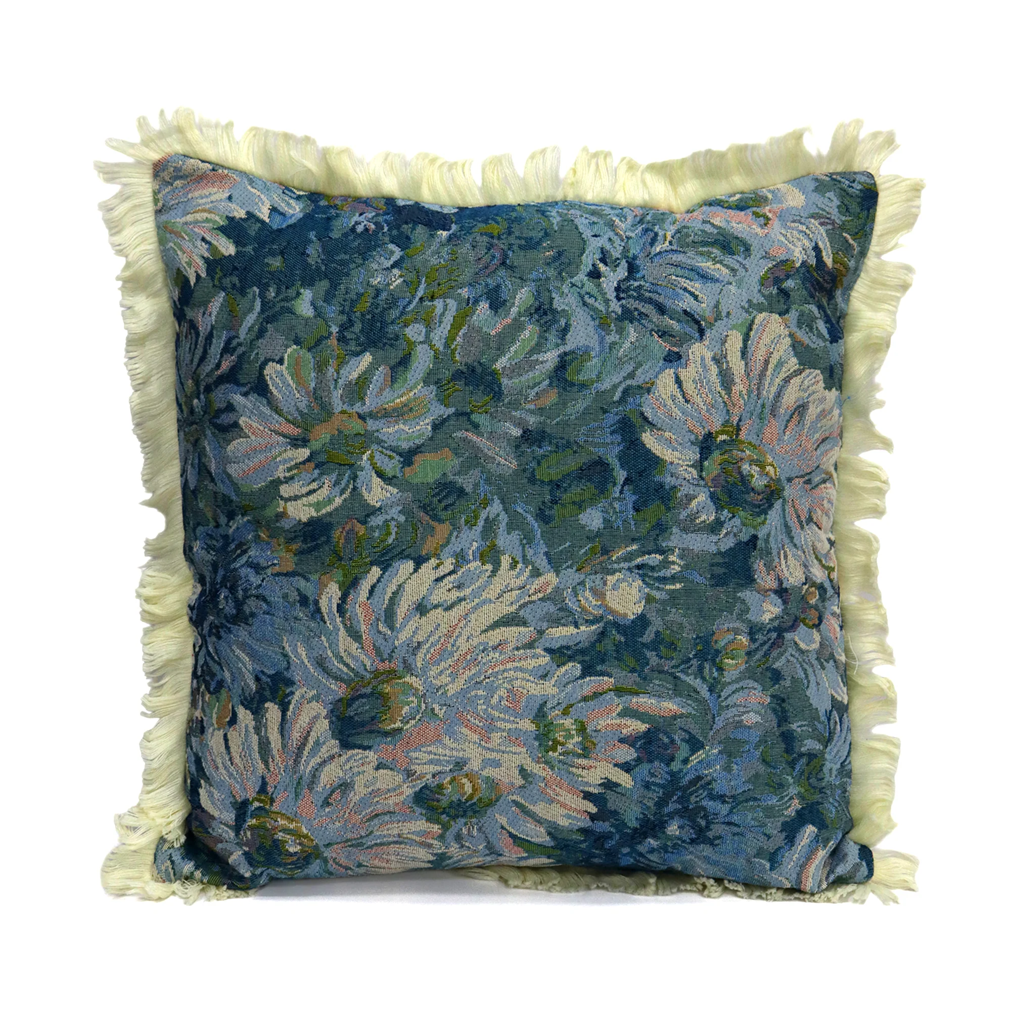 Set 2 coussins fleurs bleu 45x45cm - Image 2