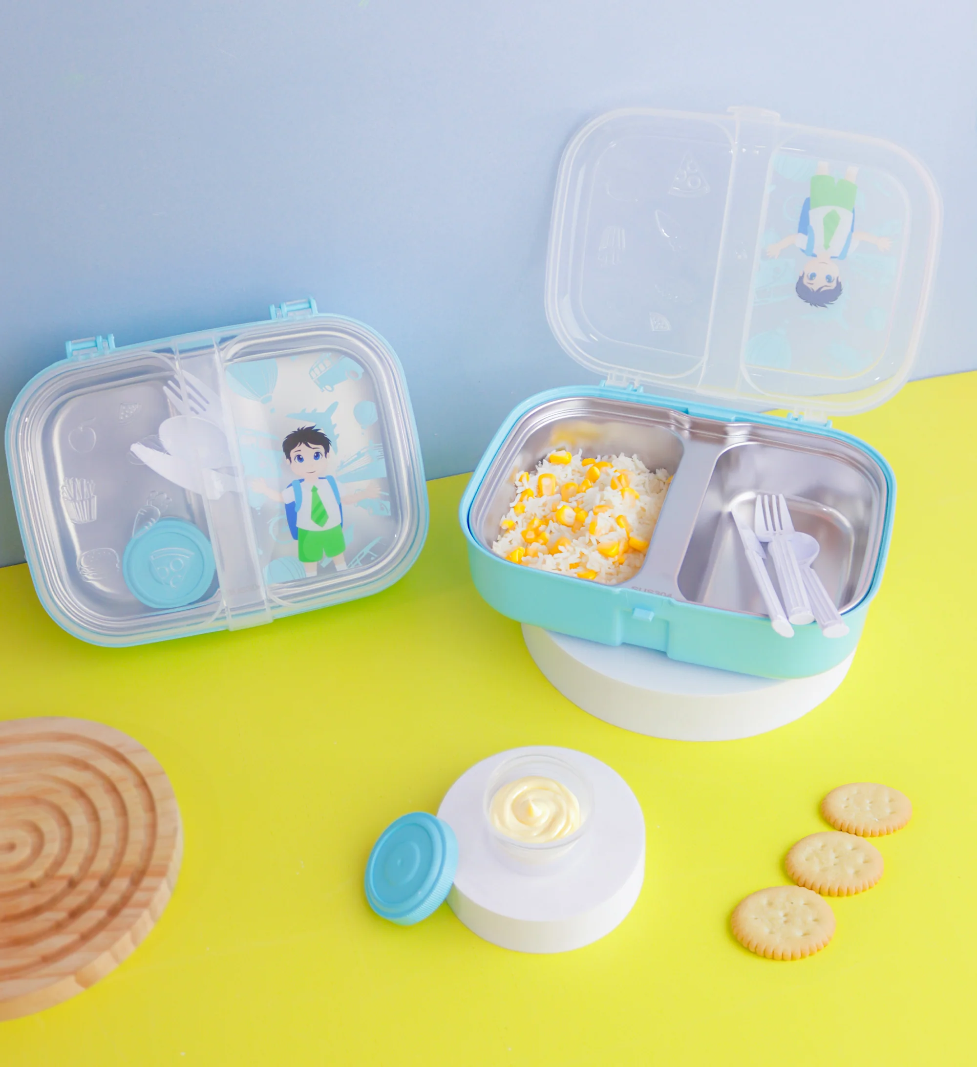 Set 2 lunch box en inox kids 20x15x6cm - Image 3