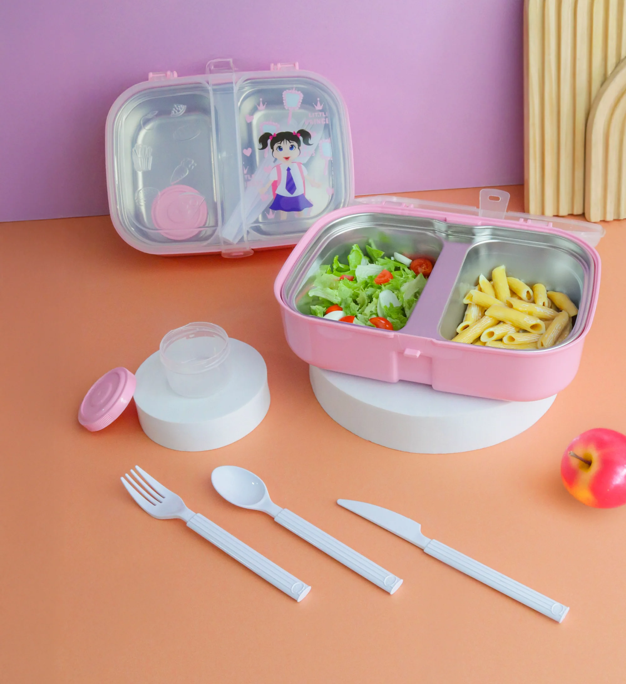 Set 2 lunch box en inox kids 20x15x6cm - Image 4