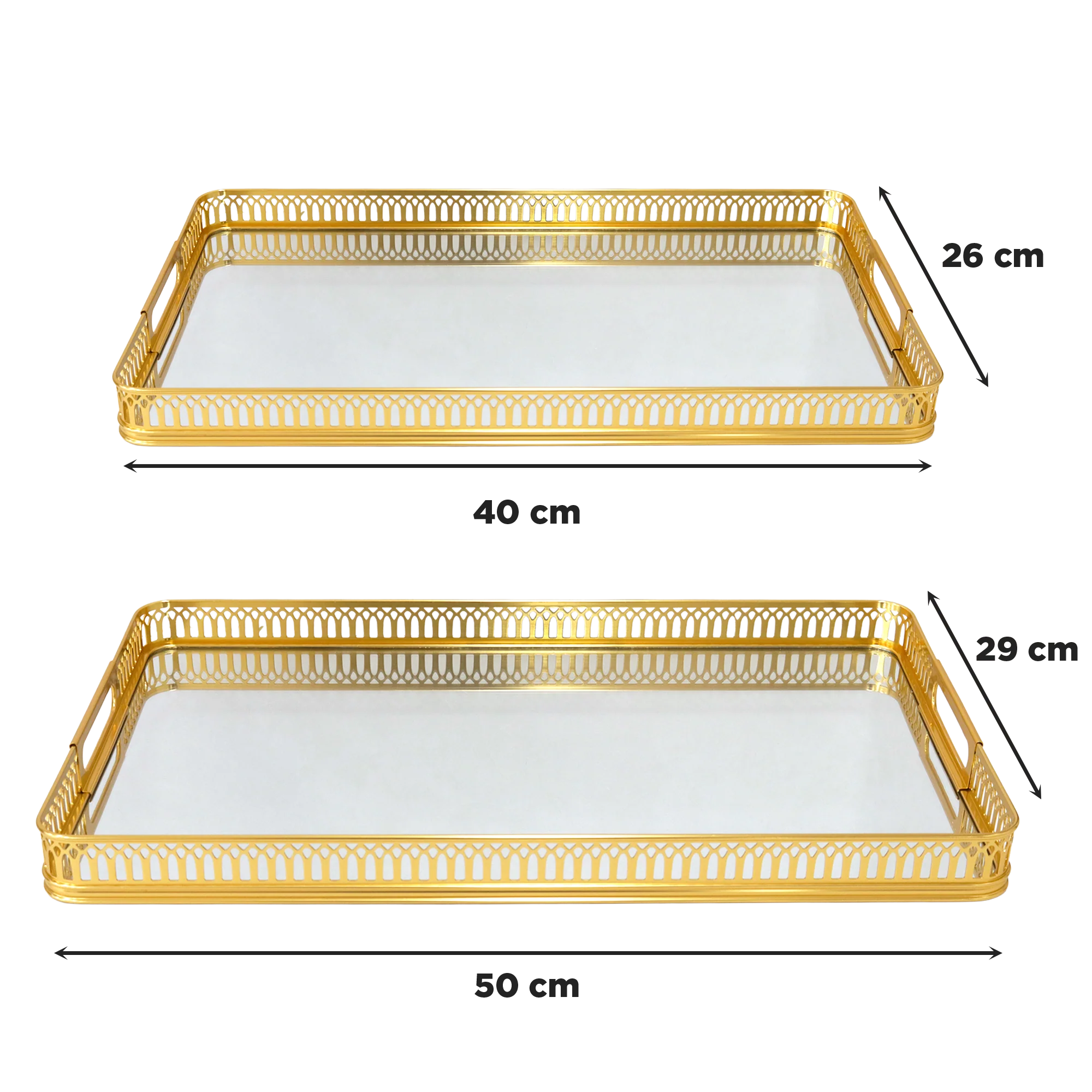 Set 2 plateaux miroir rectangulaires 40cm + 50cm - Image 3