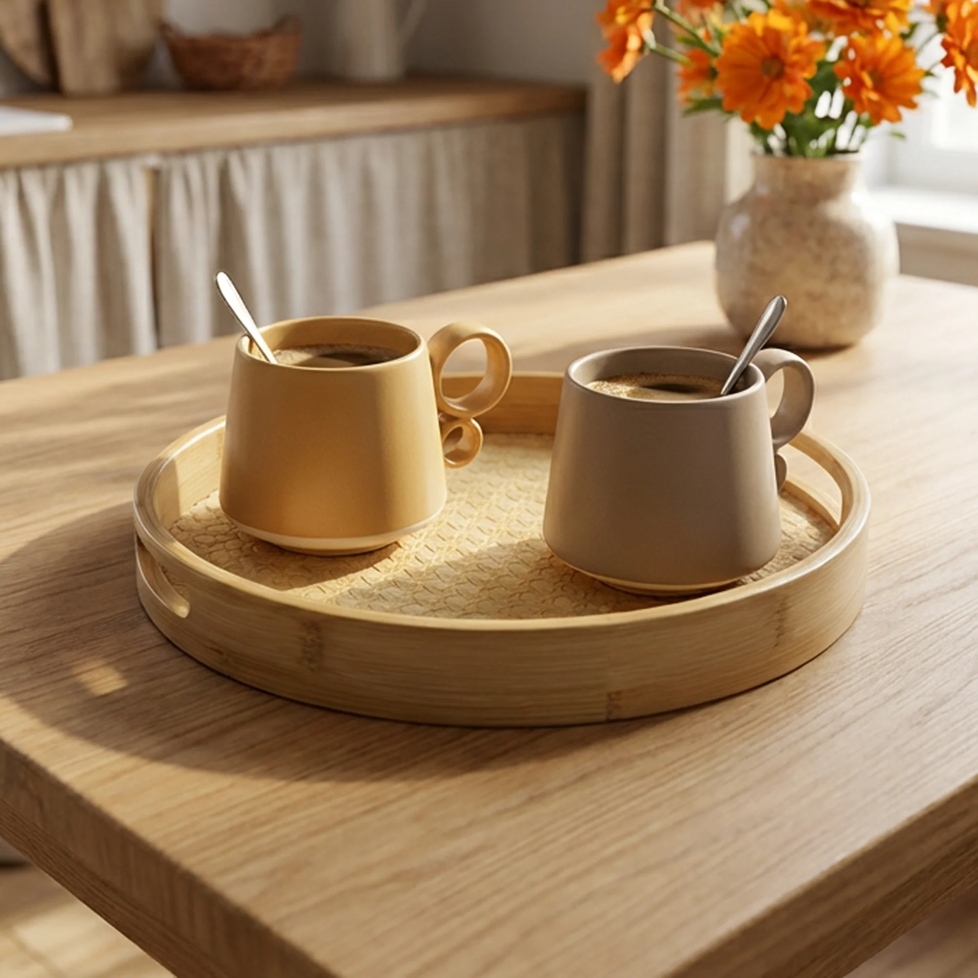 Set 2 plateaux ronds en bois 25cm + 30cm - Image 2