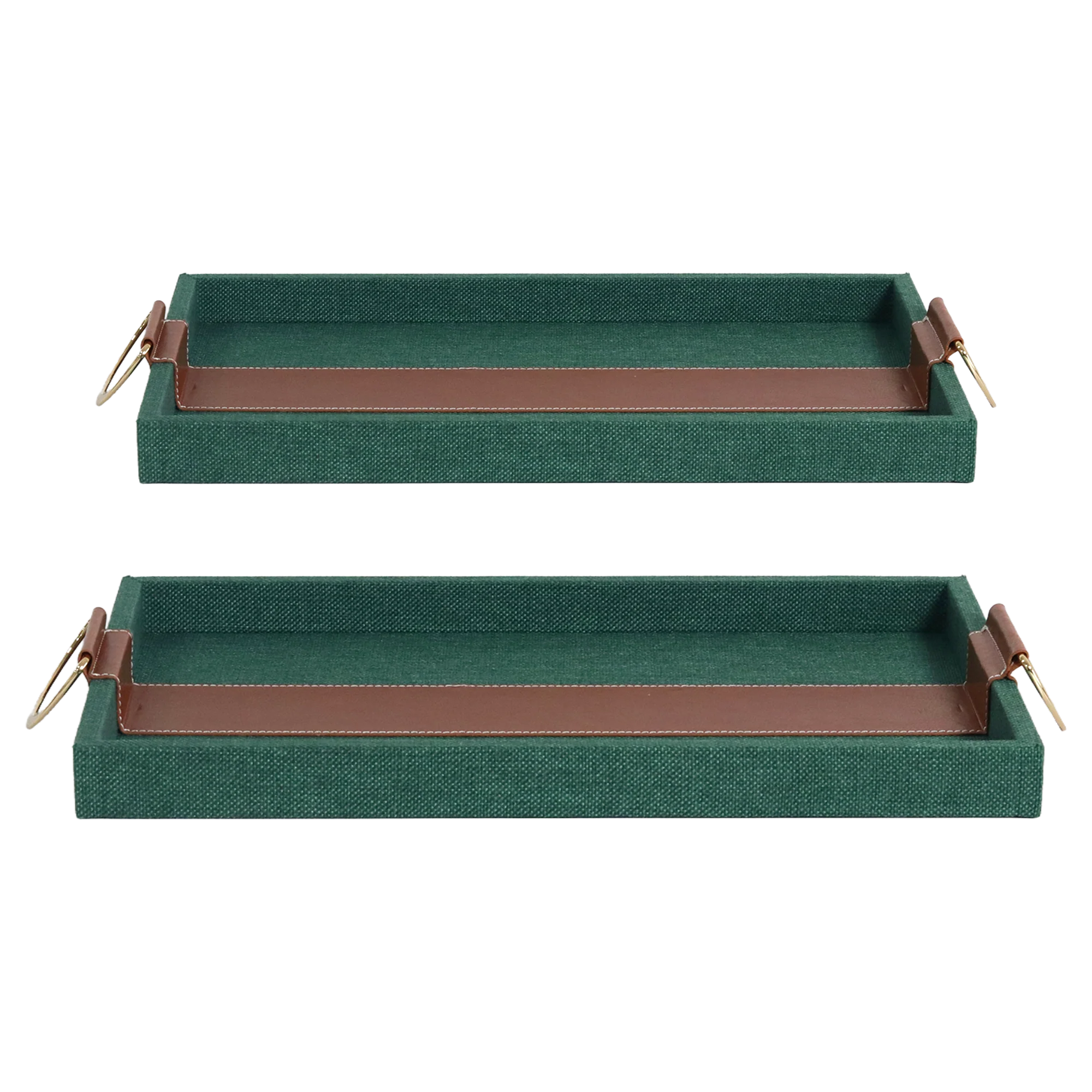 Set 2 plateaux vert camel 35cm + 40cm - Image 3