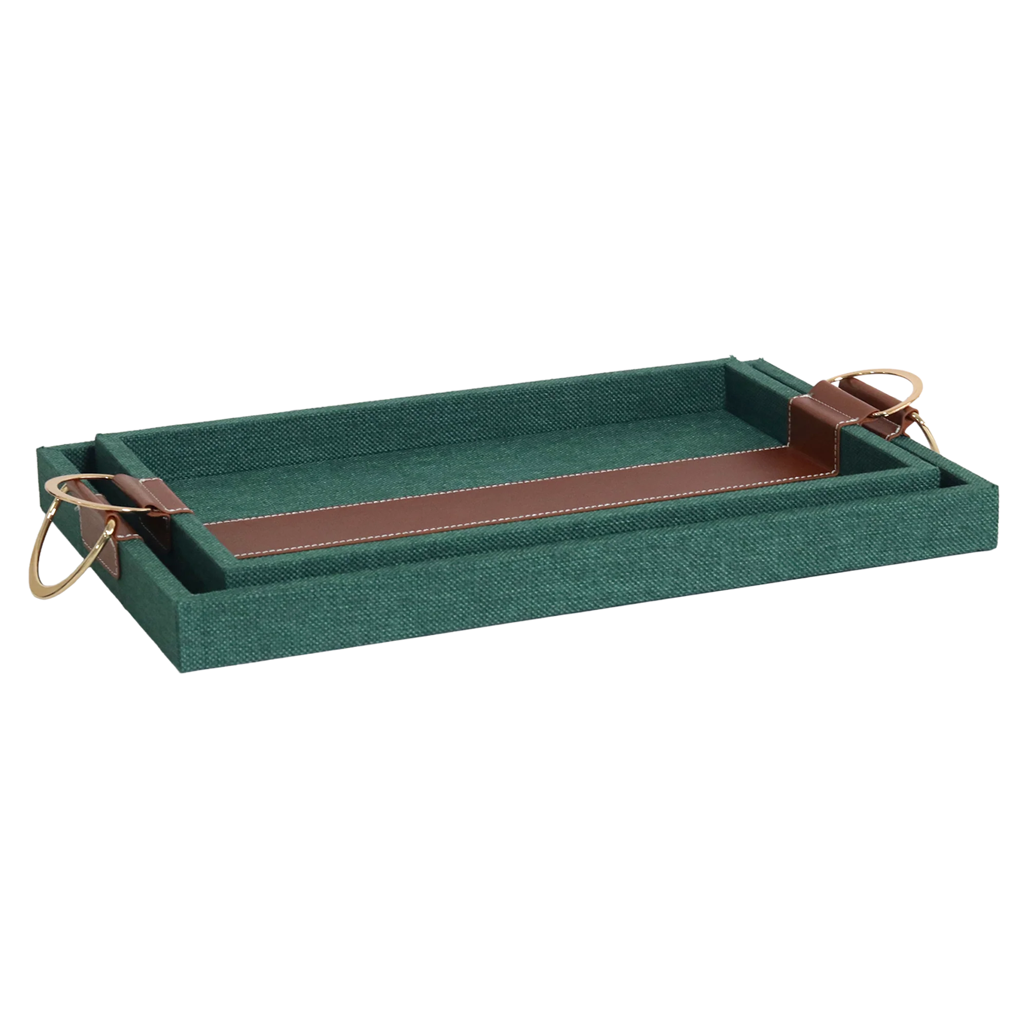 Set 2 plateaux vert camel 35cm + 40cm - Image 4