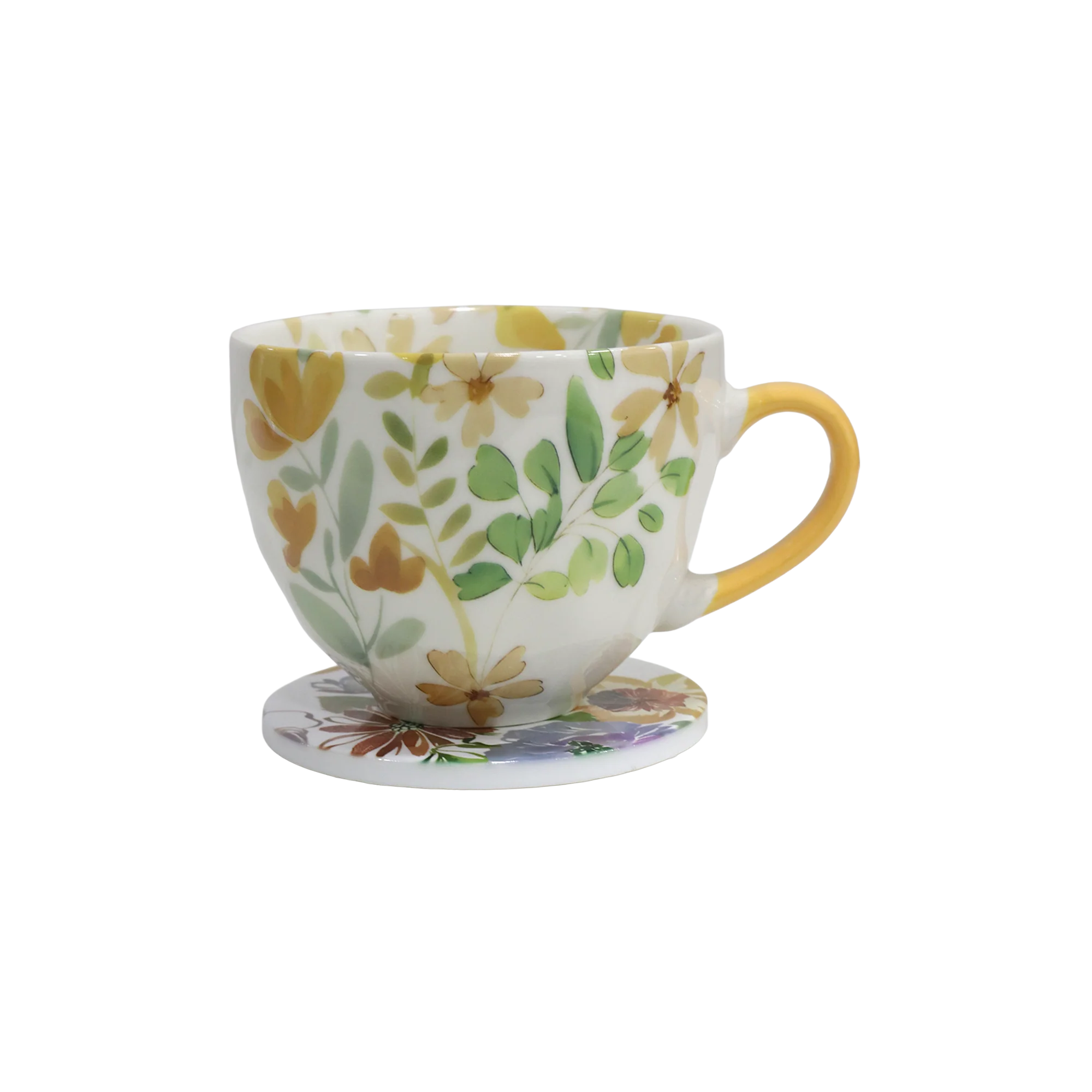 Set 2 tasses 430ML + 2 sous tasses 10cm fleuri - Image 4