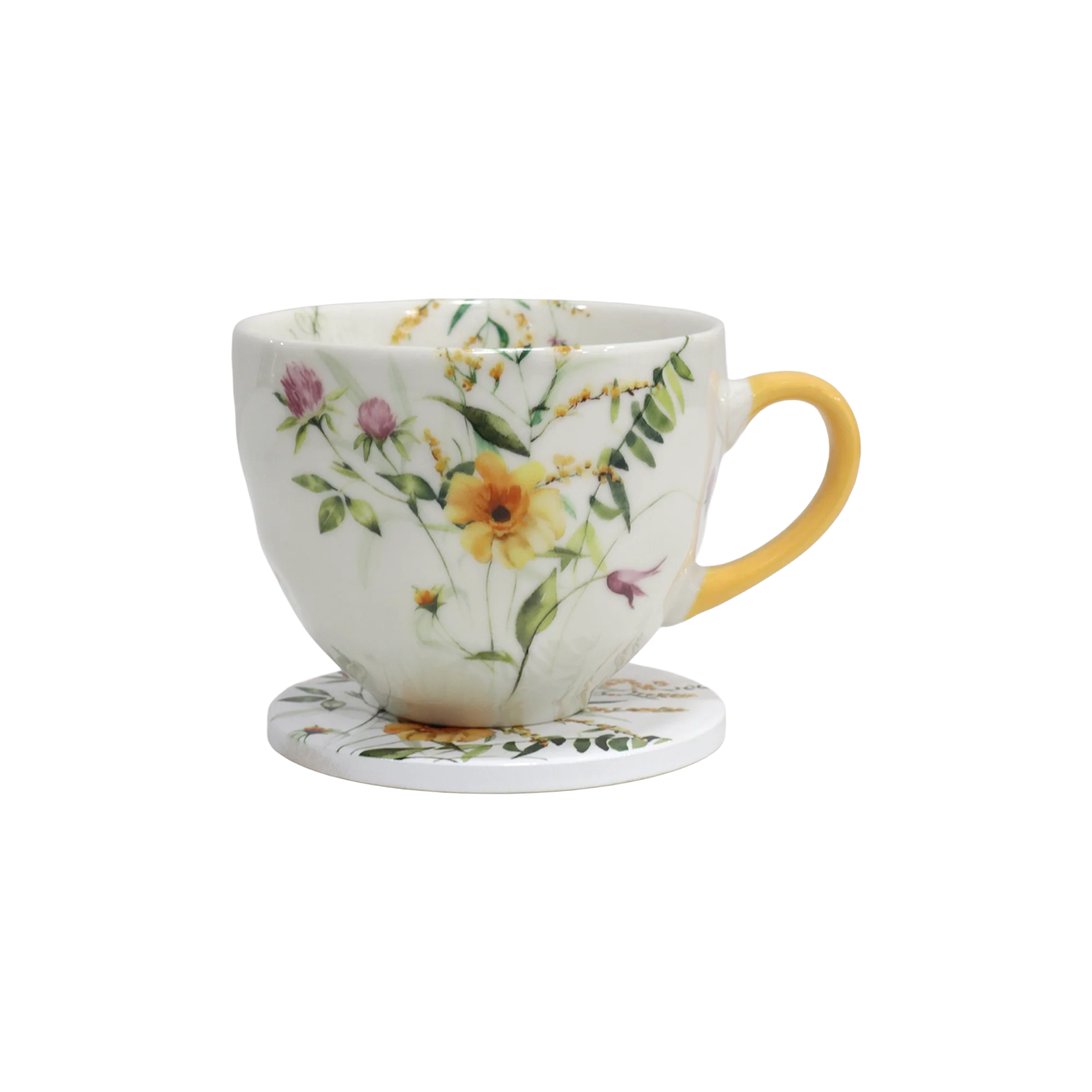 Set 2 tasses 430ML + 2 sous tasses 10cm fleuri - Image 5