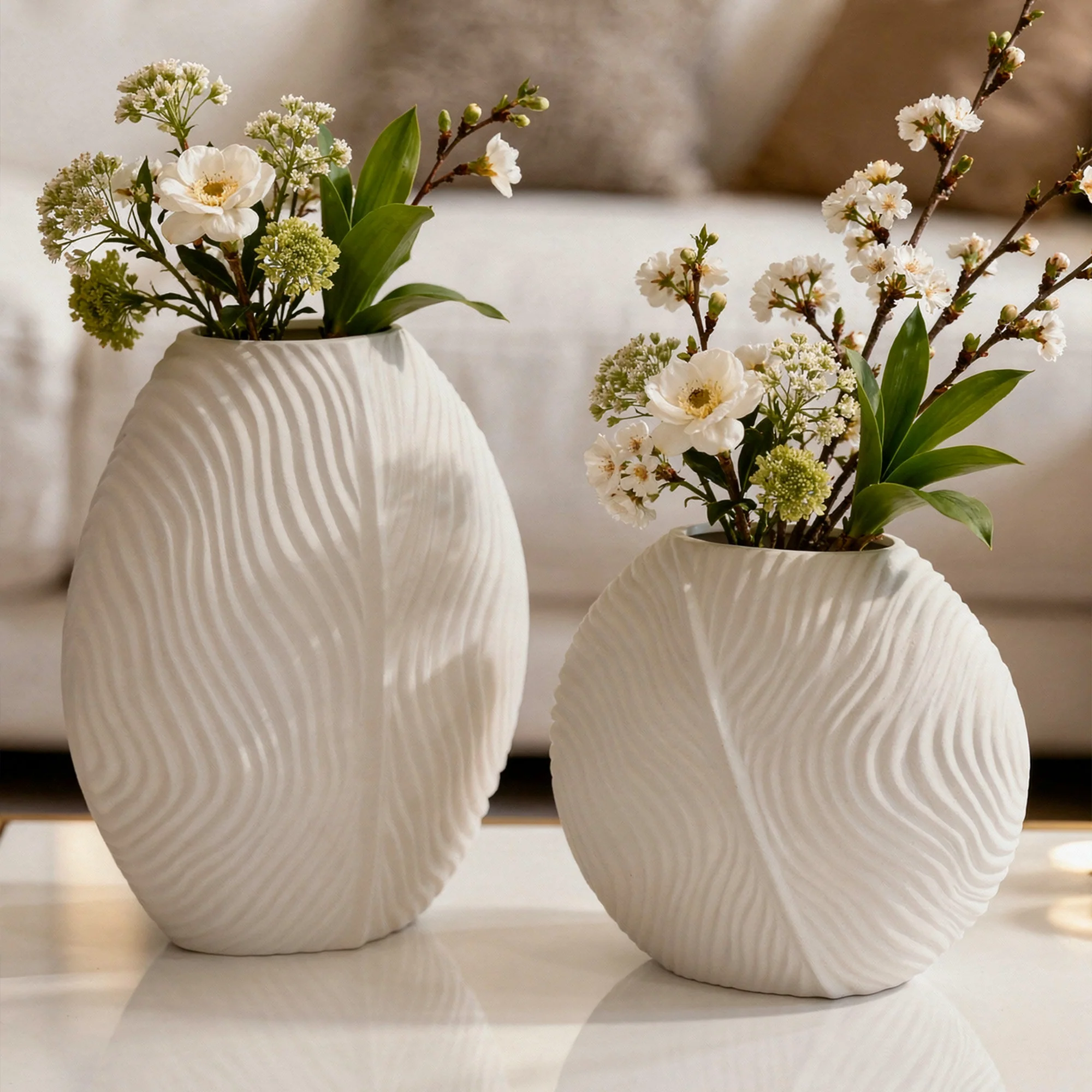 Set 2 vases en céramique 21cm + 28cm - Image 2