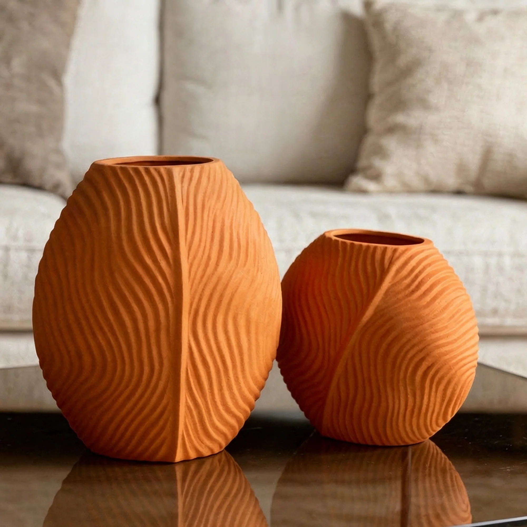 Set 2 vases en céramique 21cm + 28cm - Image 3