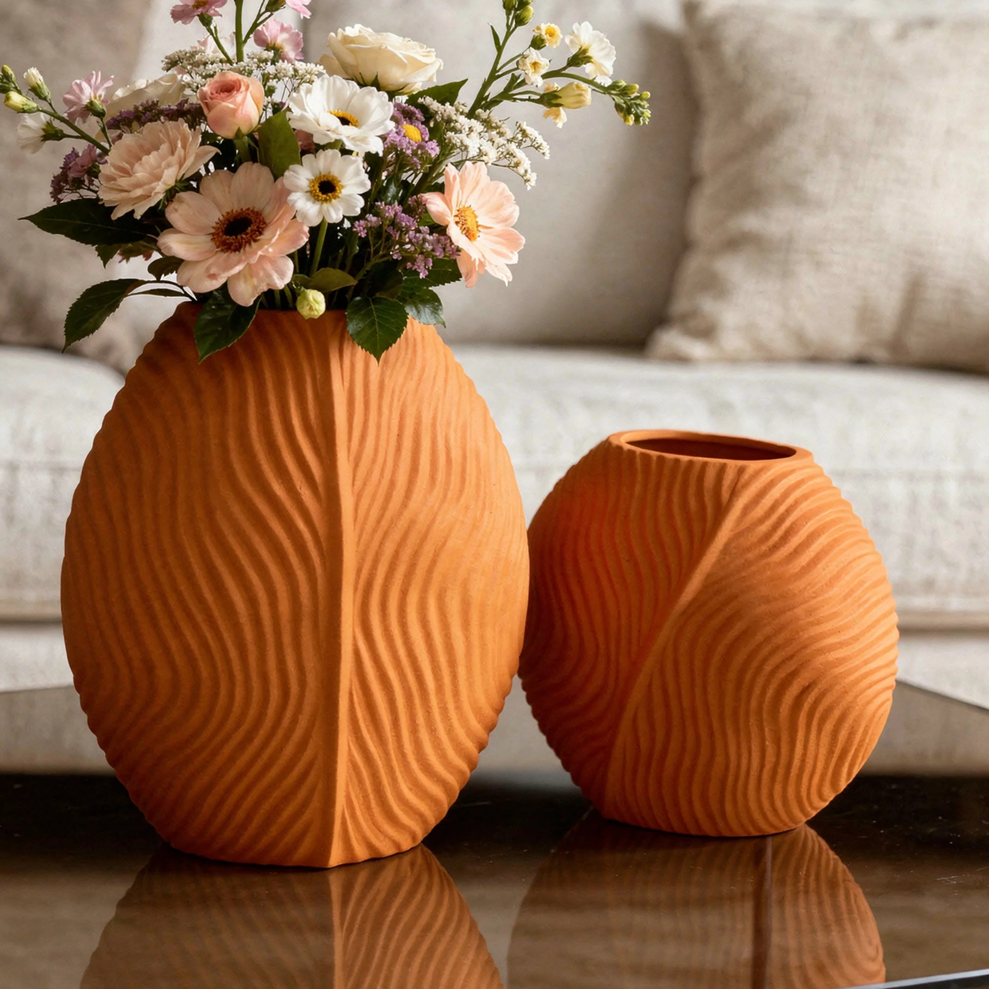 Set 2 vases en céramique 21cm + 28cm - Image 4