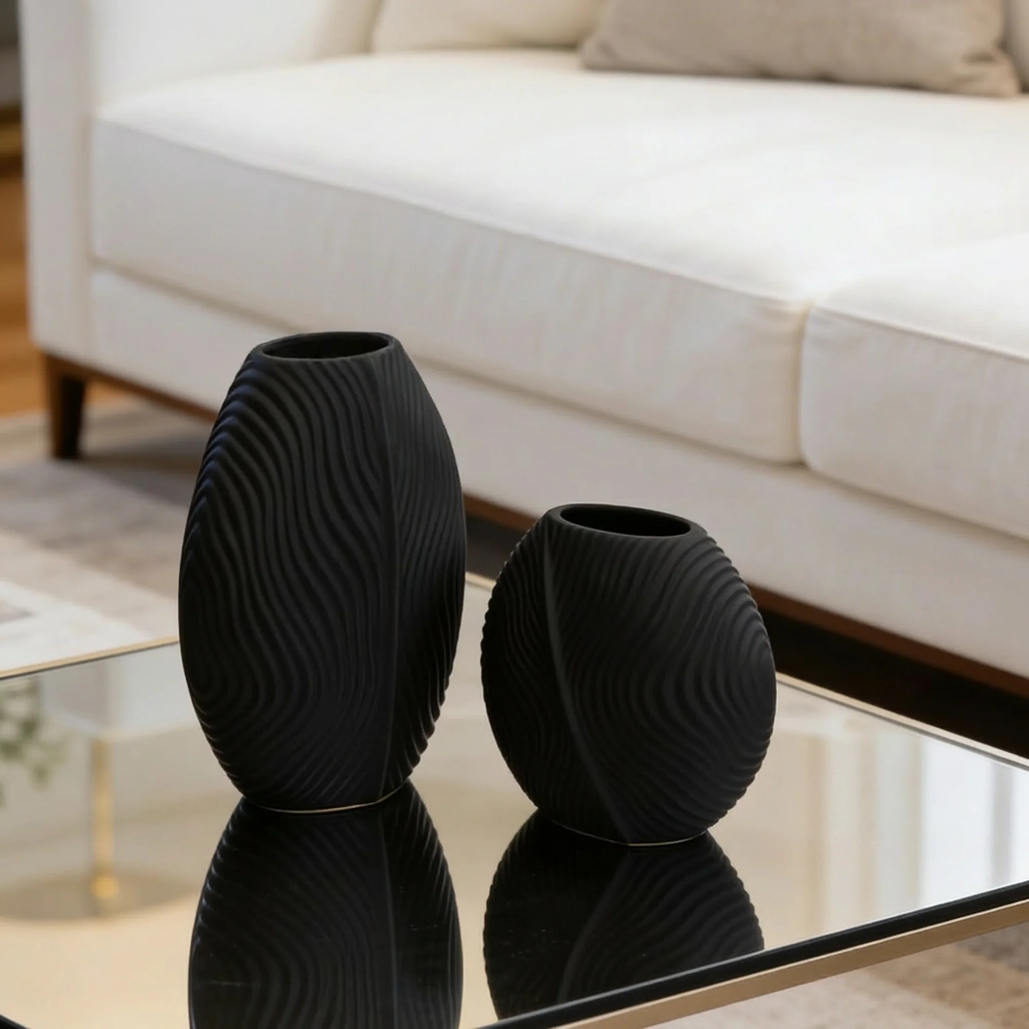 Set 2 vases en céramique 21cm + 28cm - Image 5