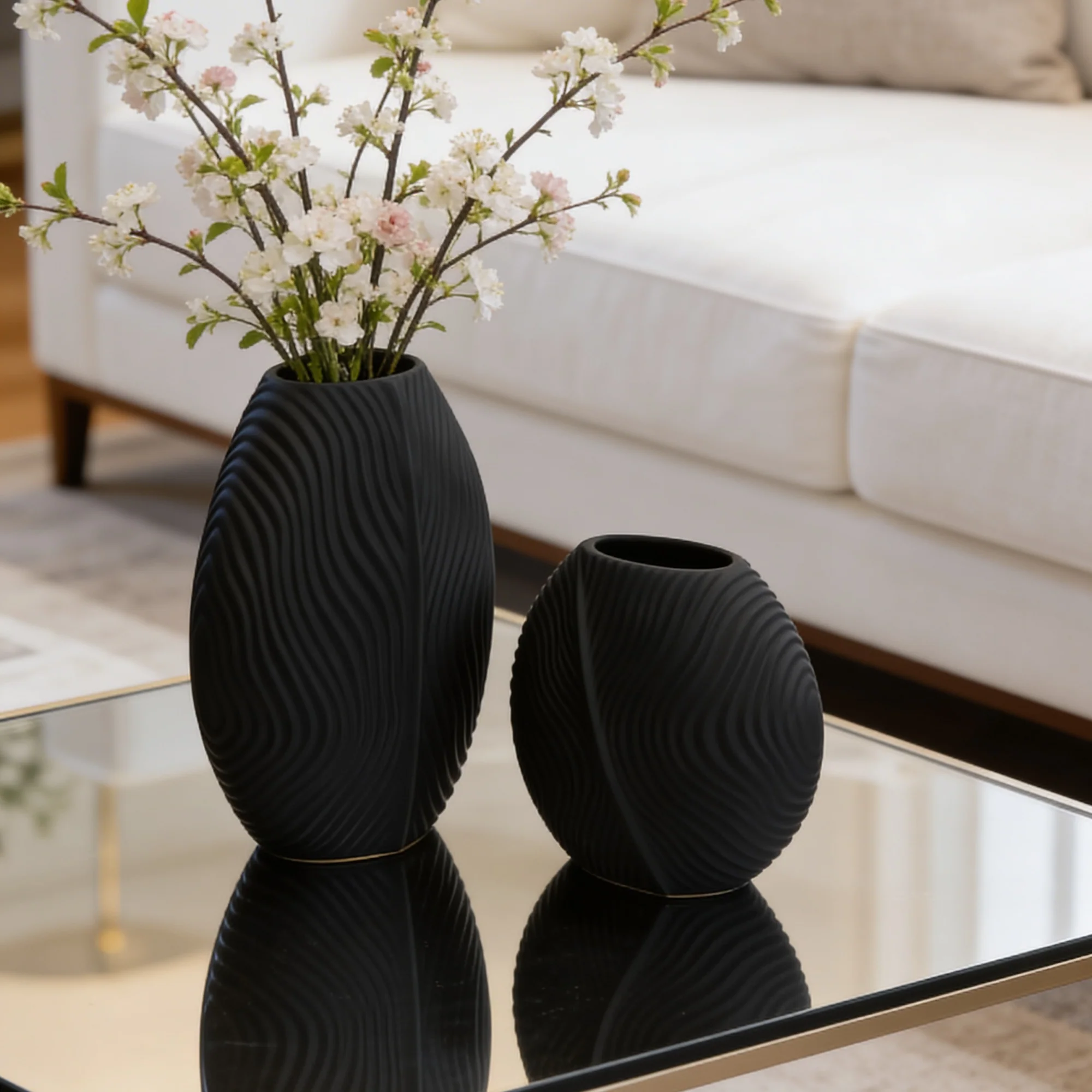 Set 2 vases en céramique 21cm + 28cm - Image 6