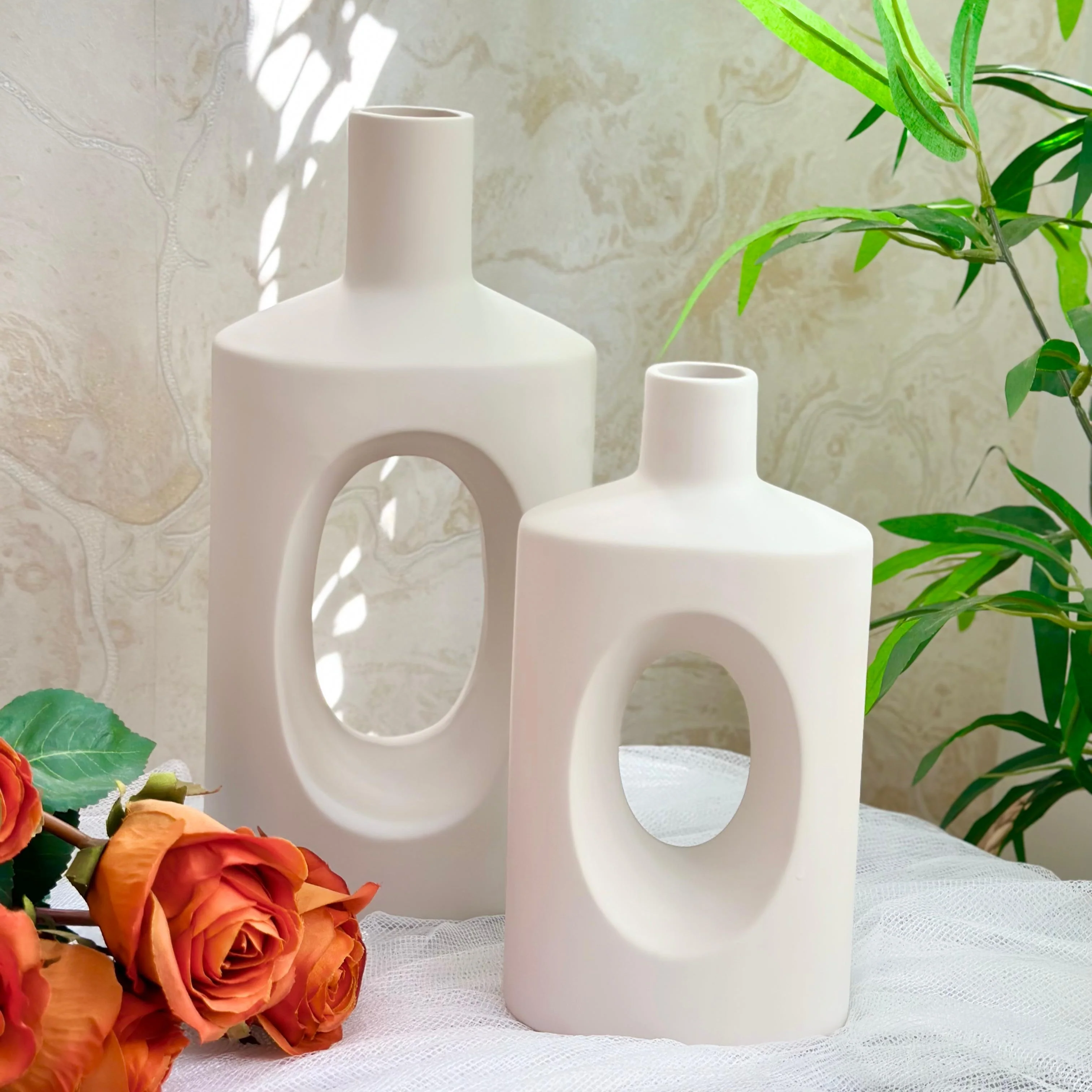 Set 2 vases en céramique 20cm + 27cm - Image 4