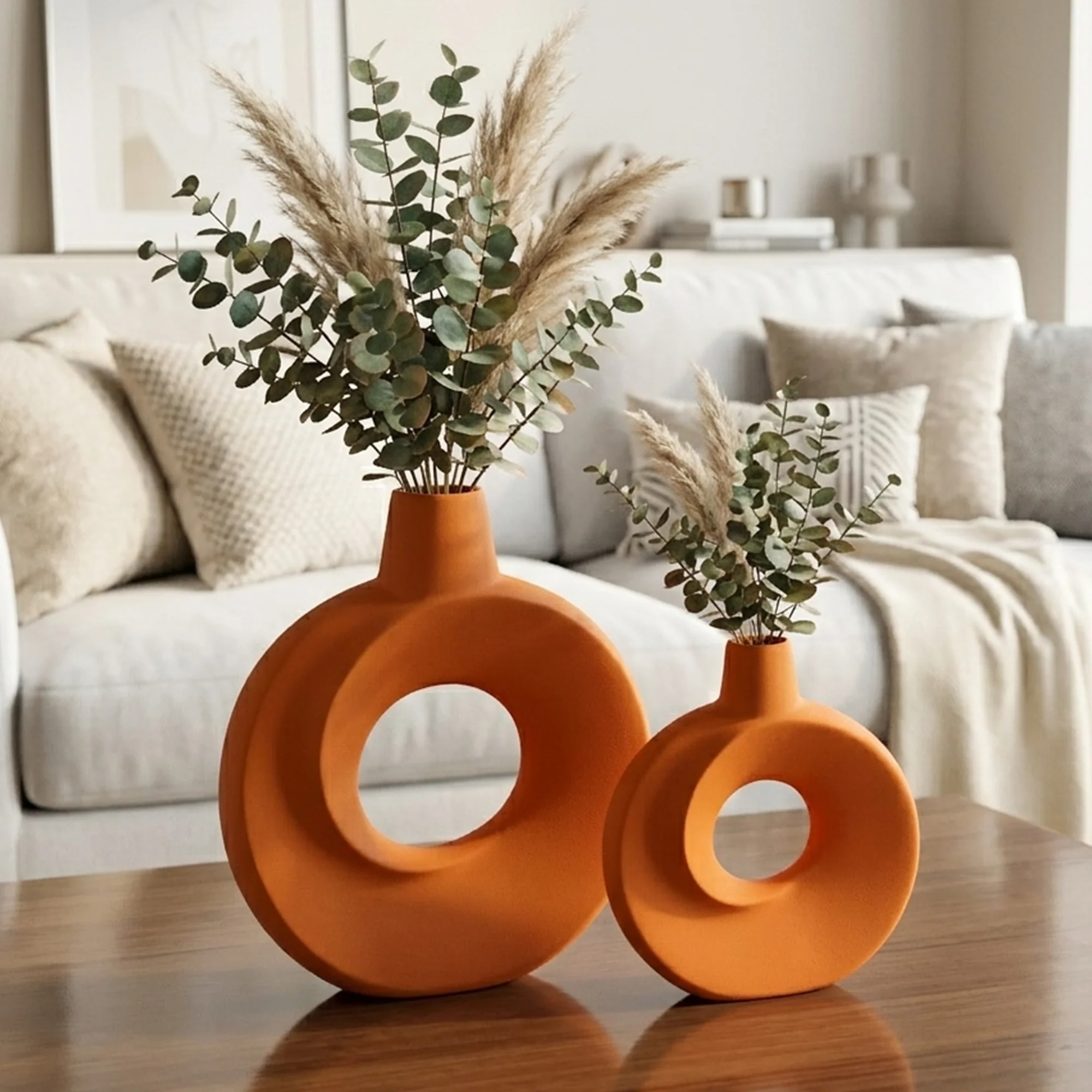 Set 2 vases en céramique 21cm + 26cm - Image 2