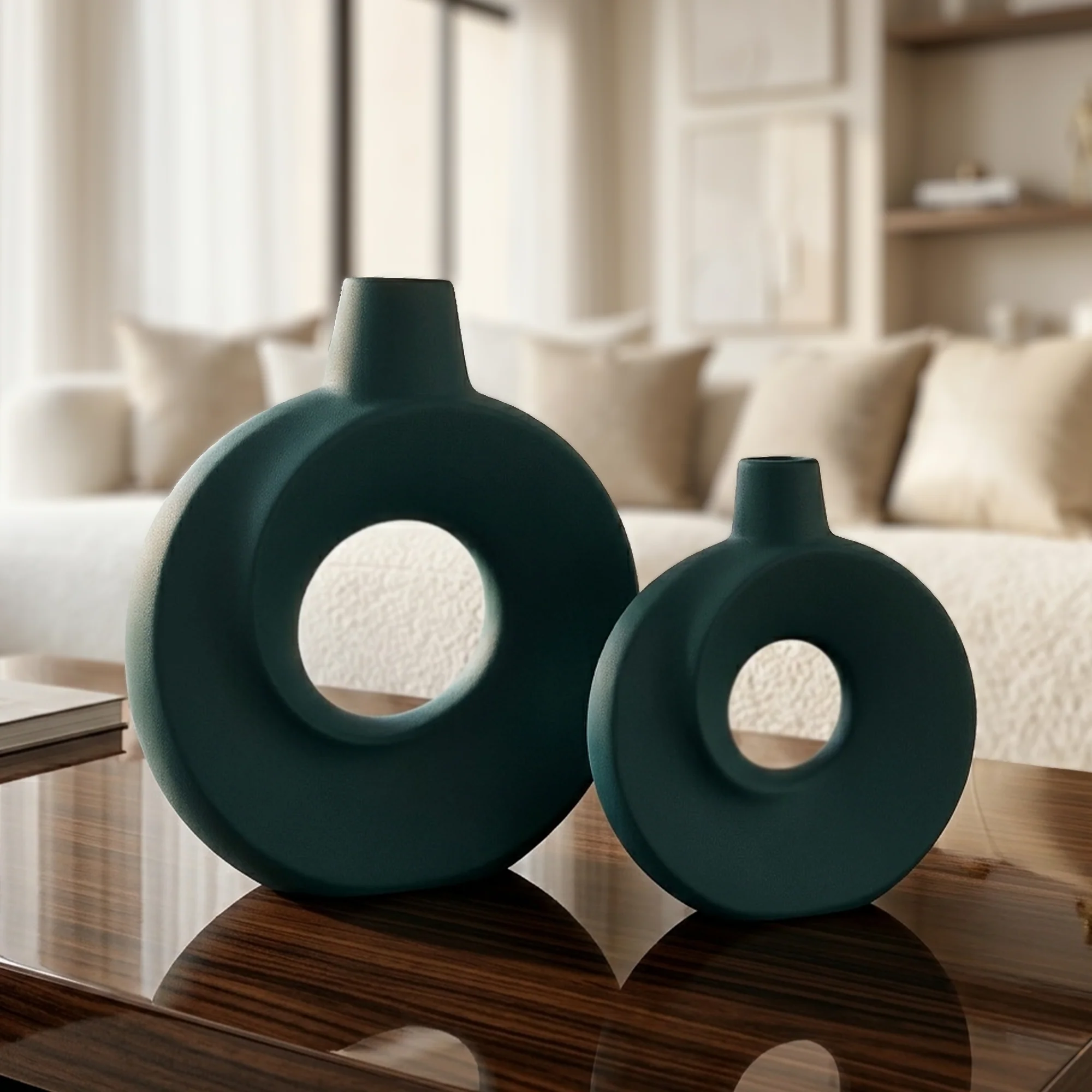 Set 2 vases en céramique 21cm + 26cm - Image 3