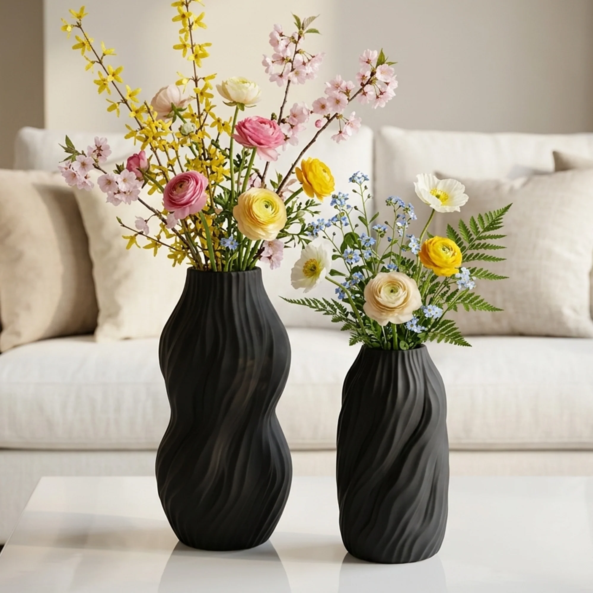 Set 2 vases en céramique 23cm + 28cm - Image 2