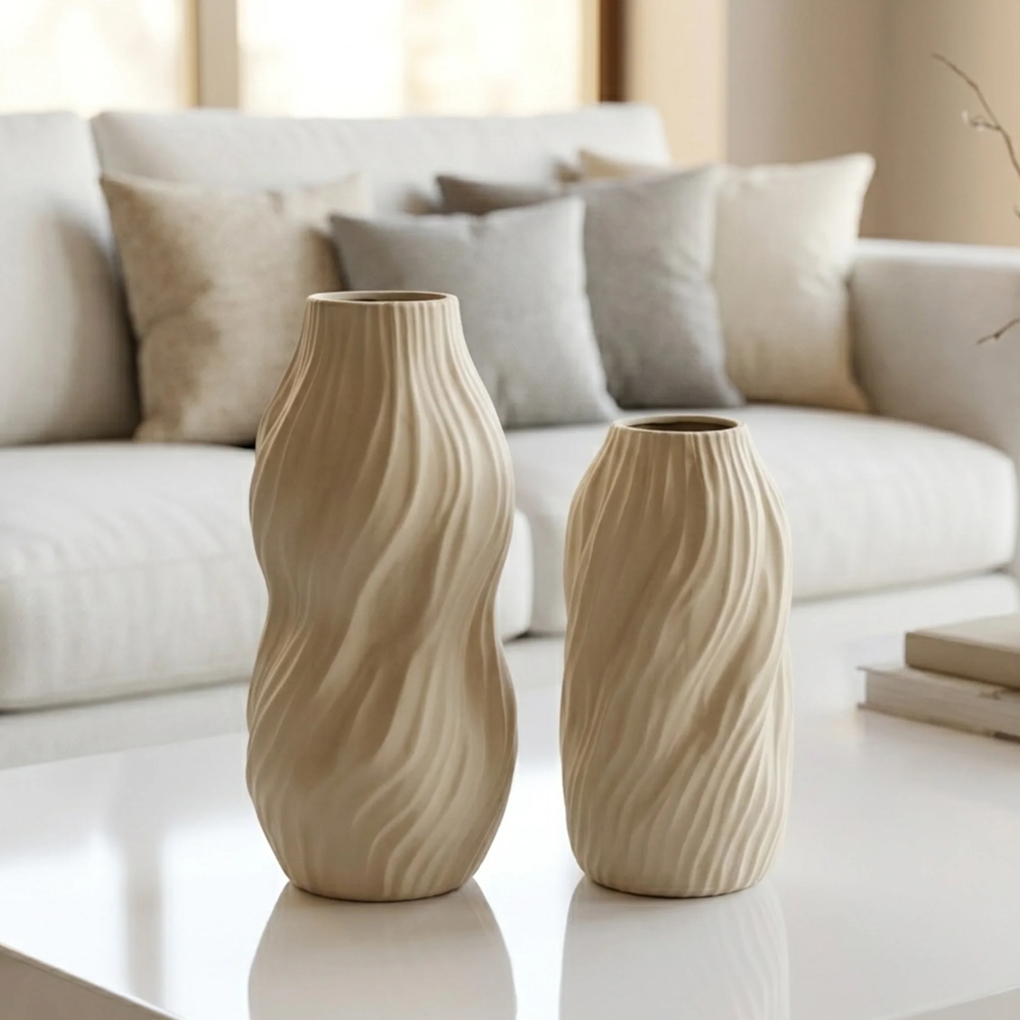Set 2 vases en céramique 23cm + 28cm - Image 7