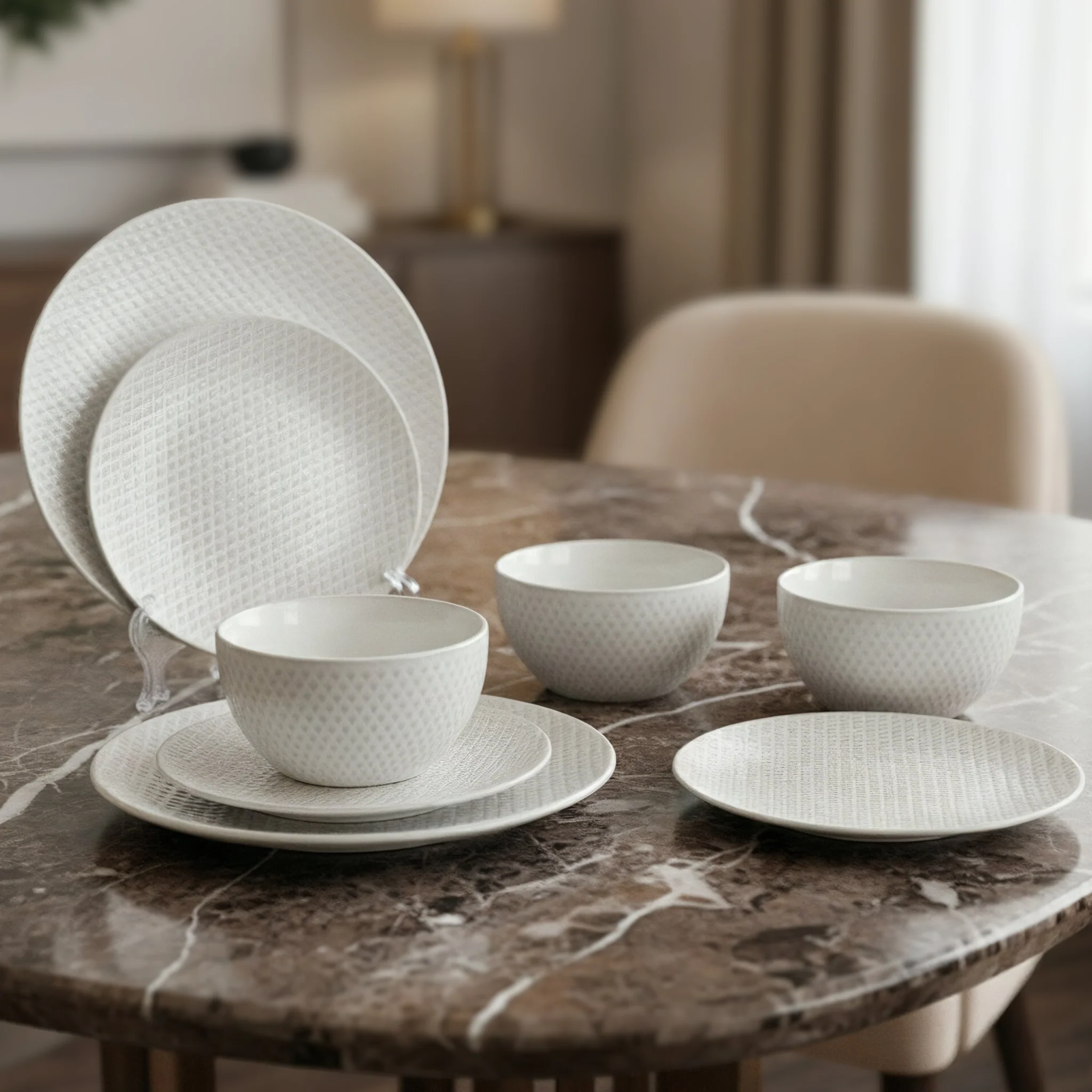 Set 3 assiettes 20cm + 2 assiettes 26cm + 3 bols 14cm en céramique - Image 6
