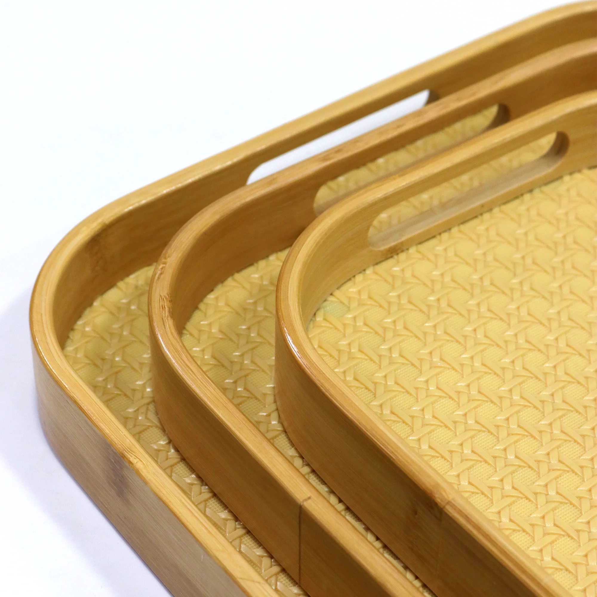 Set 3 plateaux rectangulaires en bois 33cm + 40cm + 45cm - Image 3