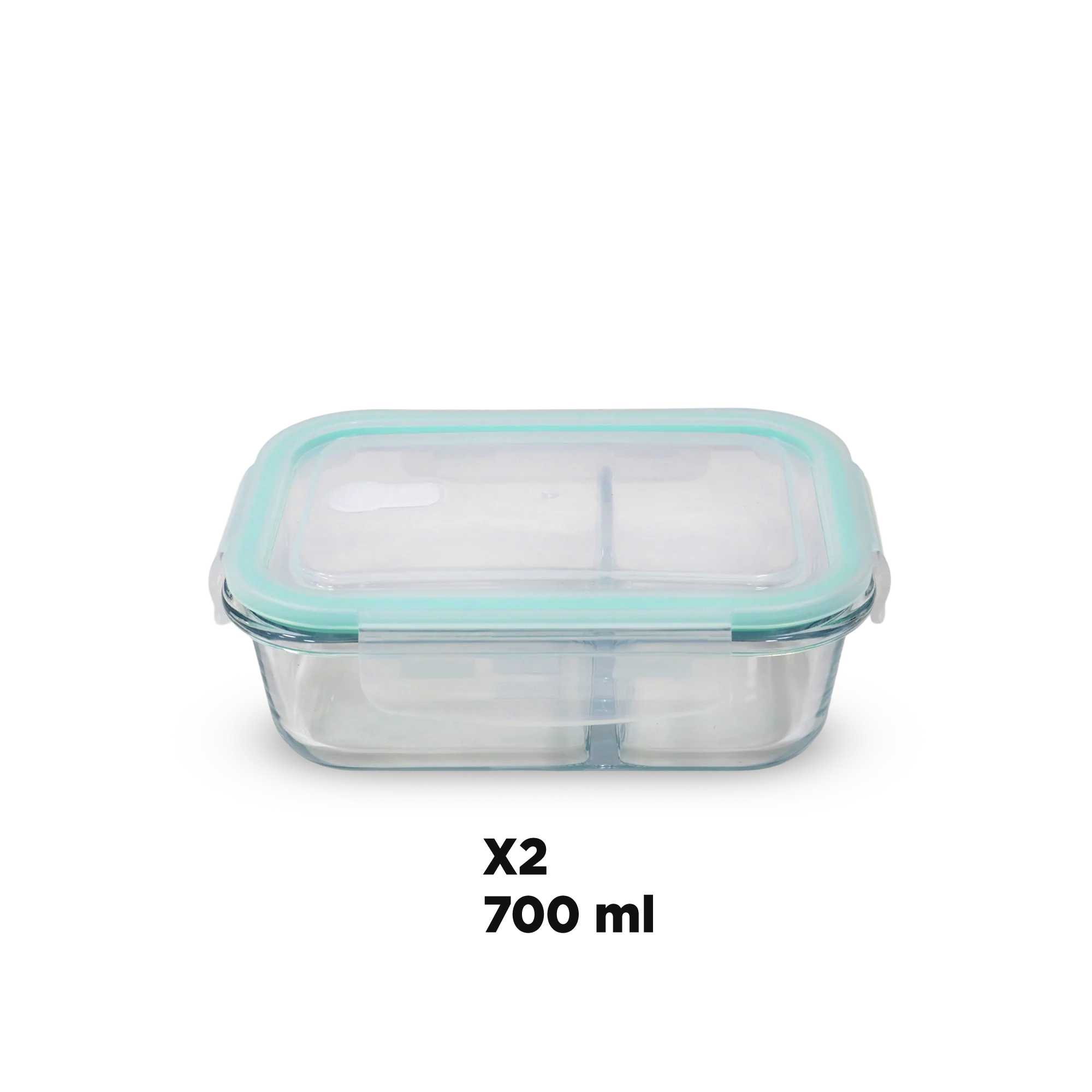 Set 4 boîtes en verre 2 compartiments 2x700ML + 2x1040ML - Image 3