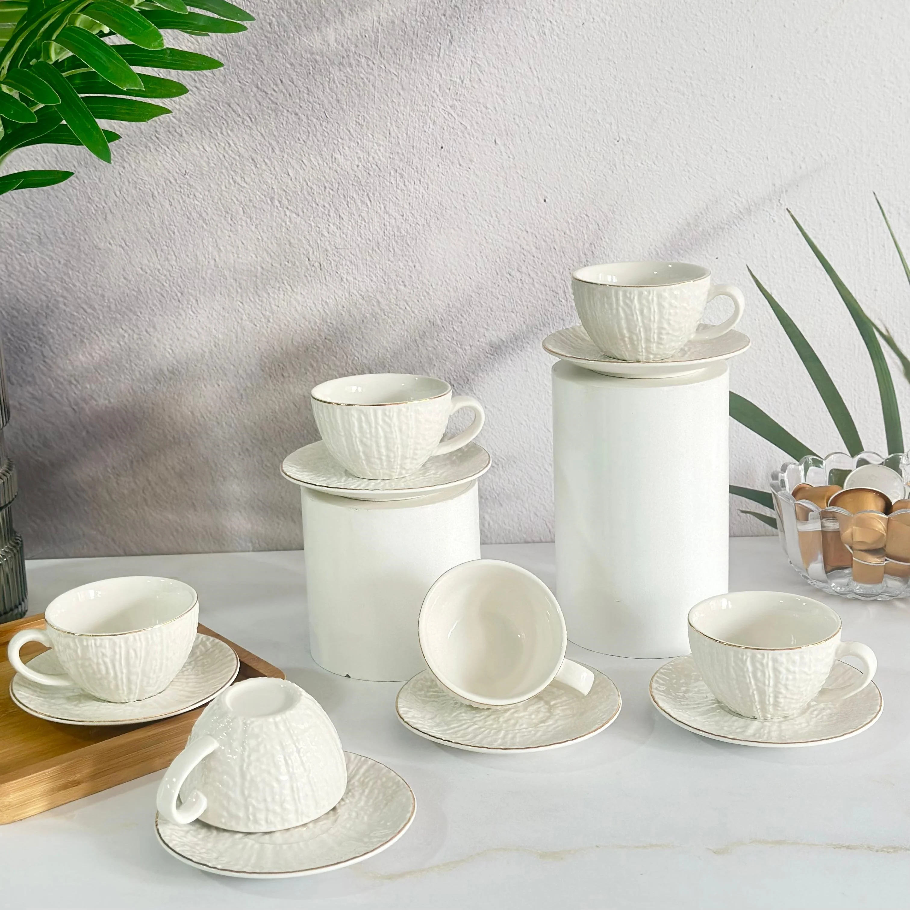 Set 6 tasses 7,50x5cm et sous-tasses 12cm - Image 3
