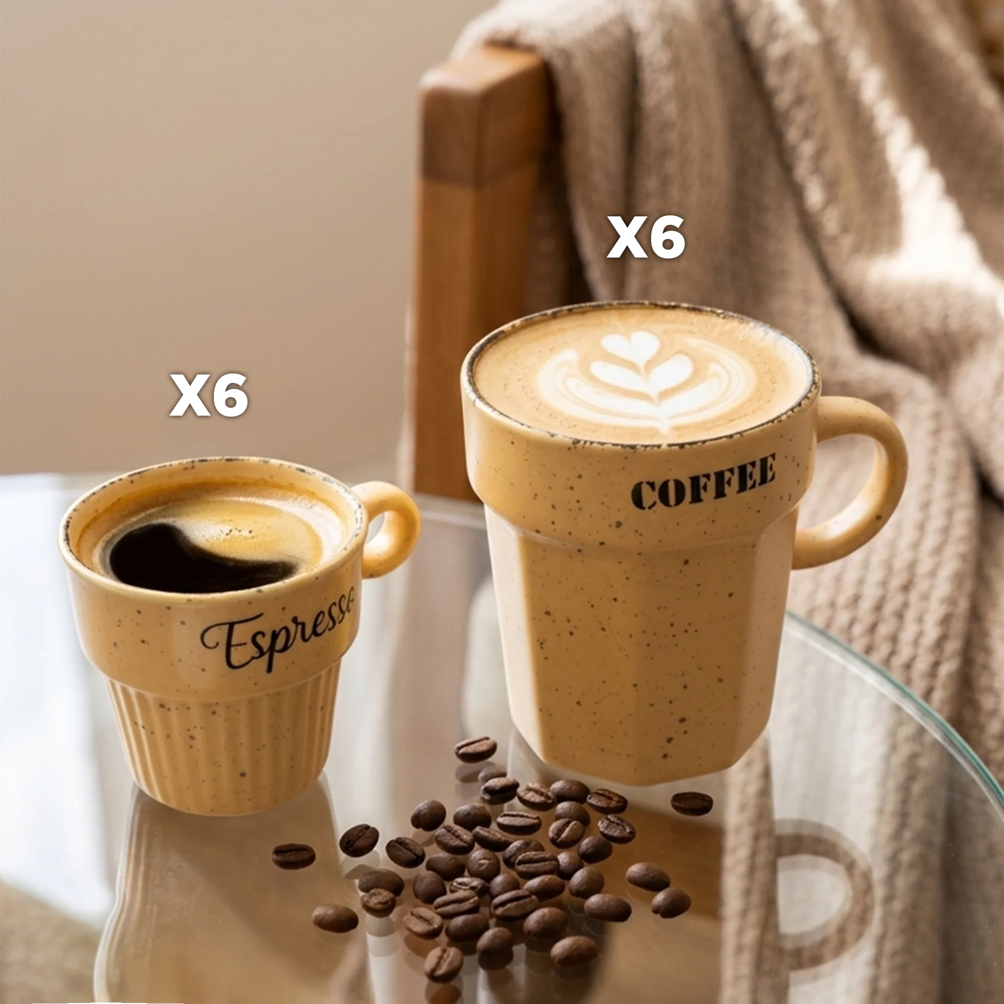 Set 6 tasses 75ML + 6 tasses 160ML en céramique - Image 13
