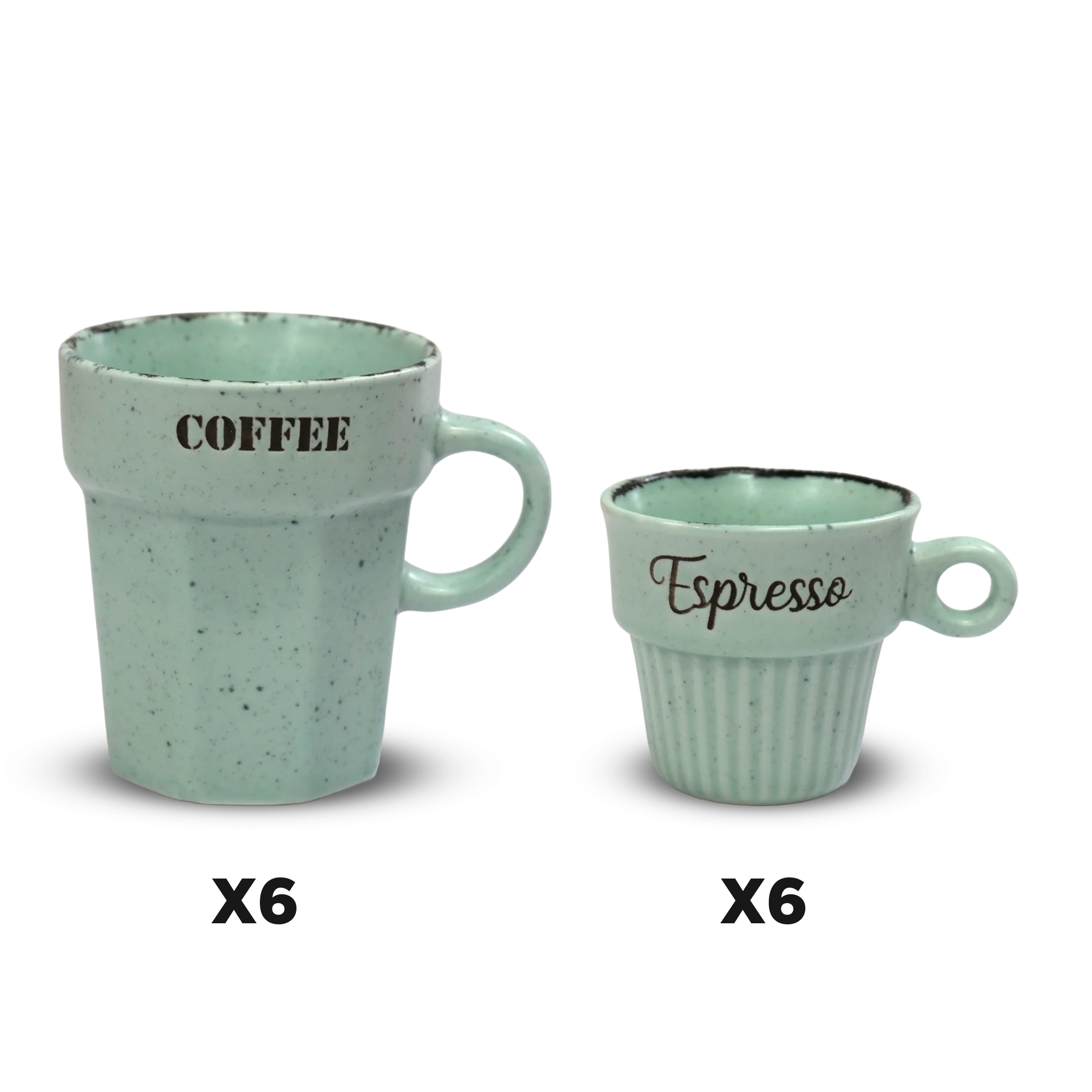 Set 6 tasses 75ML + 6 tasses 160ML en céramique - Image 2