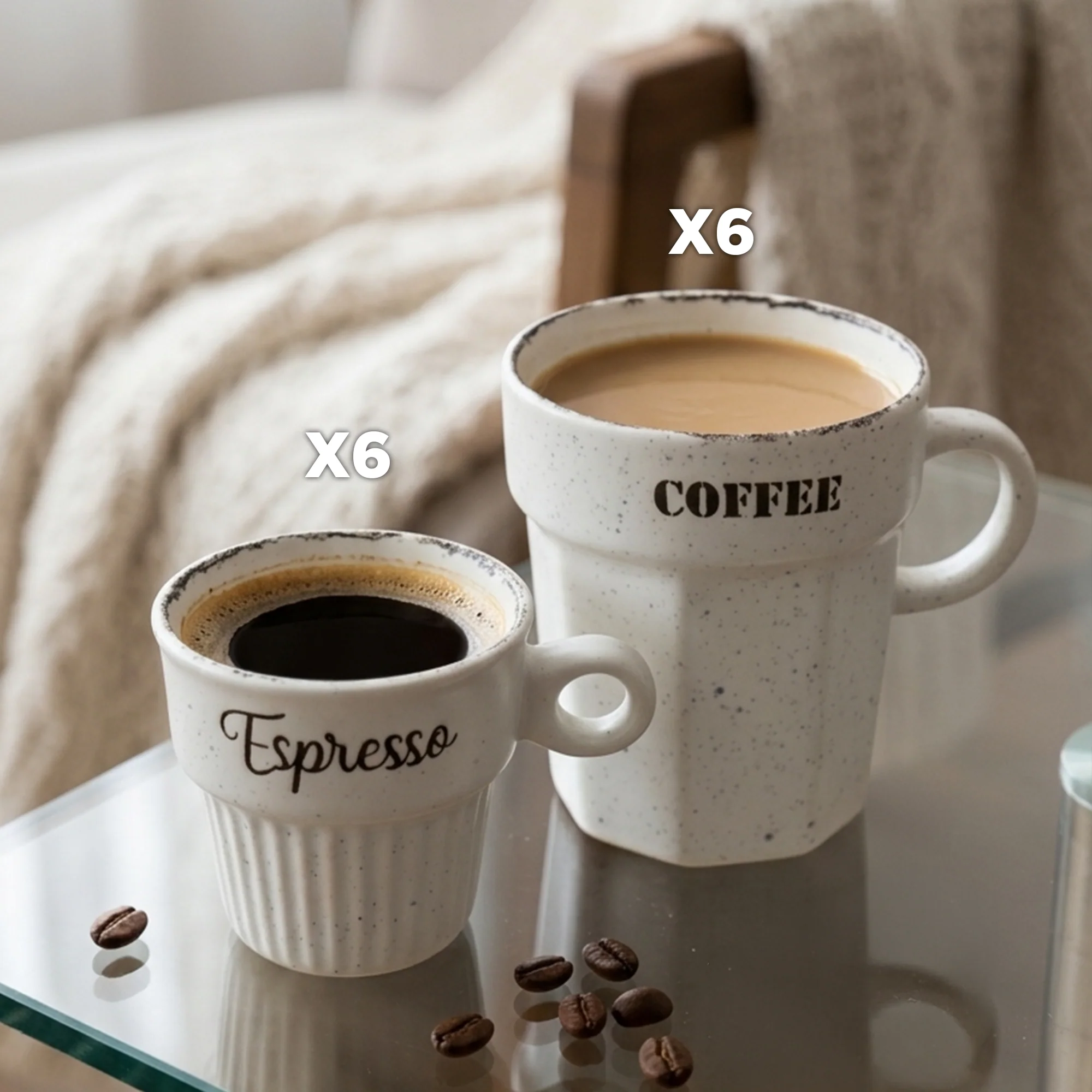 Set 6 tasses 75ML + 6 tasses 160ML en céramique - Image 9