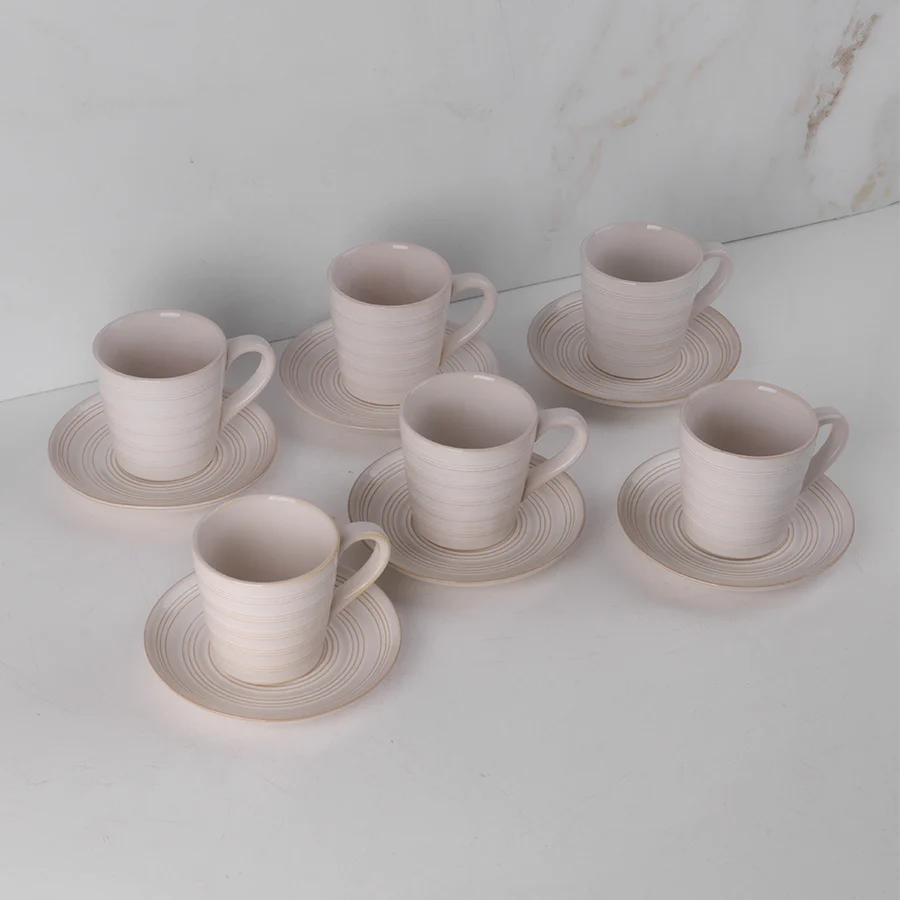 Set 6 tasses 9x8,50cm et sous-tasses 15,50cm - Image 2